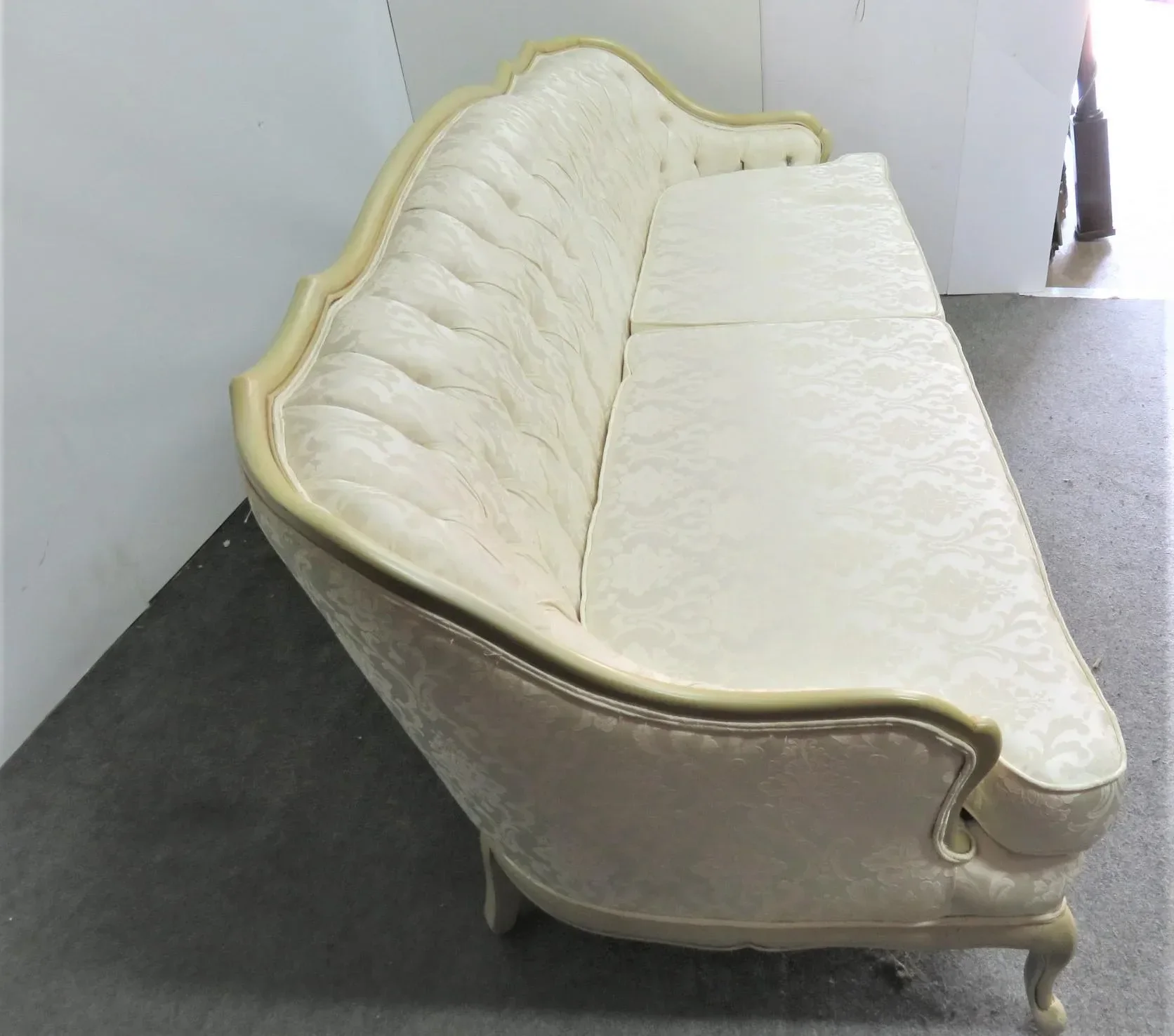 Louis XV Style Cream Painted Tufted Sofa Chairish - Main Image