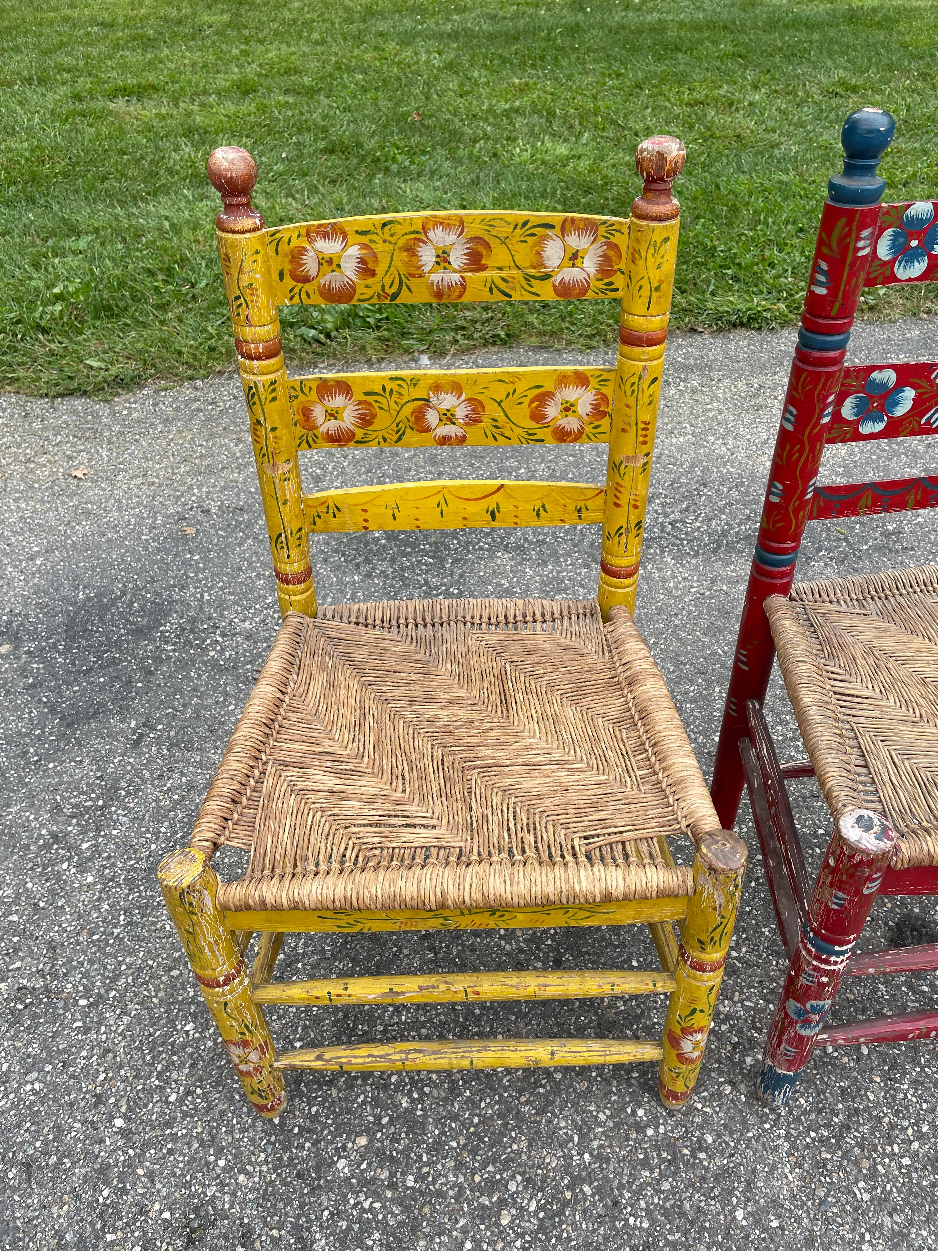 1940s Vintage Folk Art Hand Painted Dining Chairs a Pair Chairish