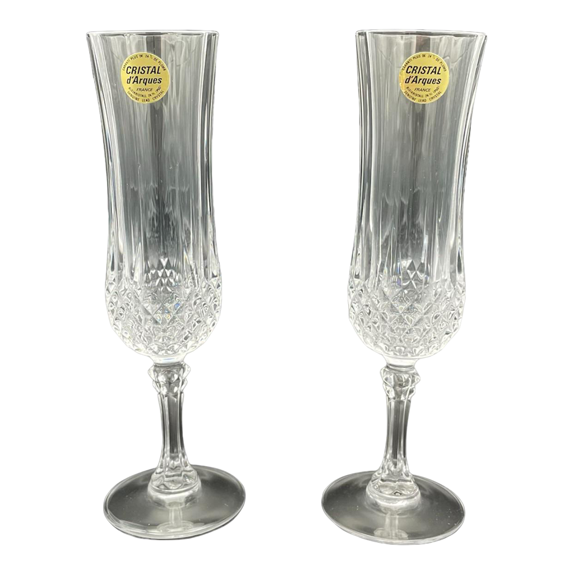 2000s Cristal d'Arques Champagne Flute Cup Longchamp Crystal Toasting