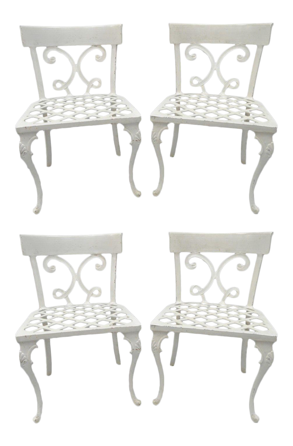Neoclassical Regency Style Cast Aluminum Patio Chairs Set Of 4