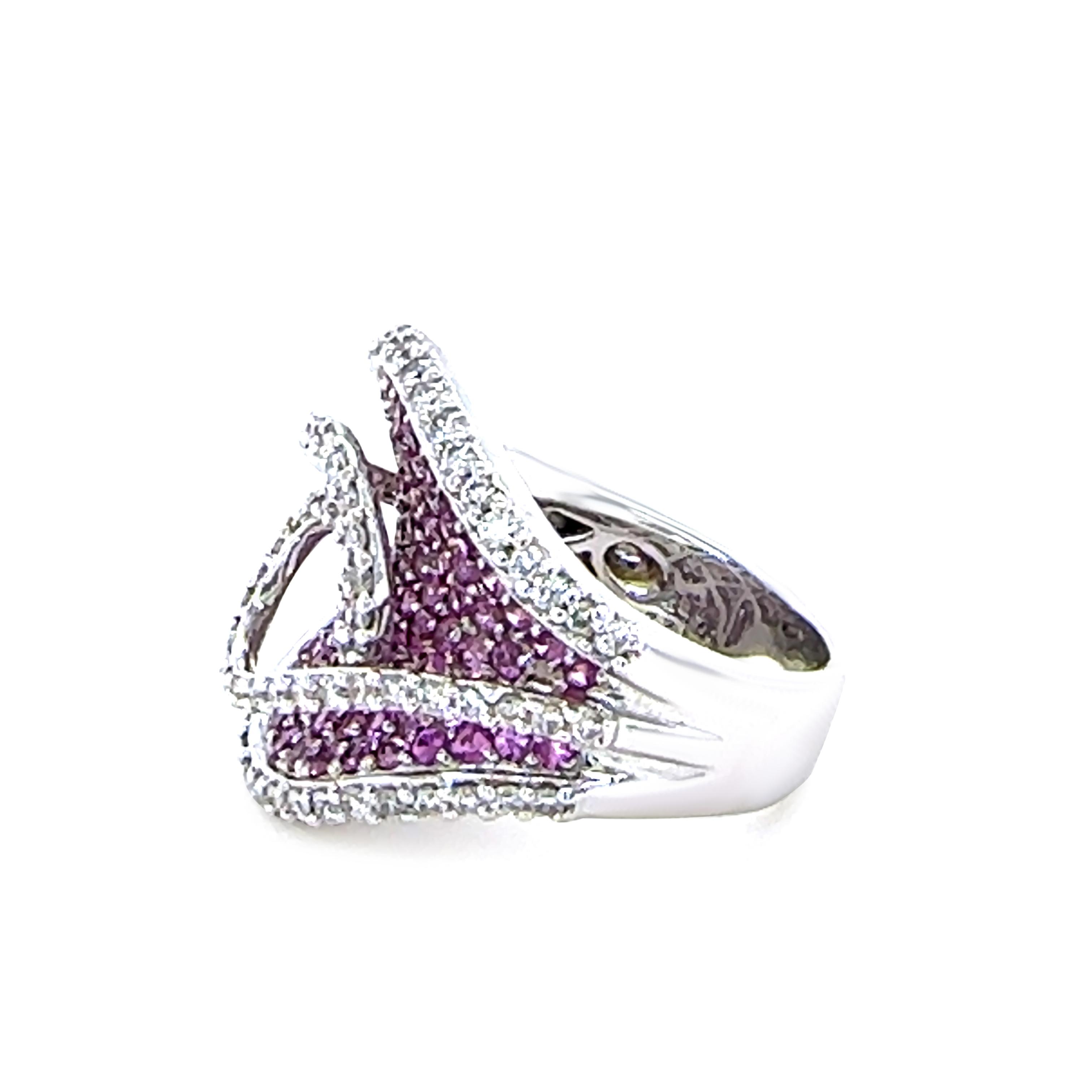 white gold and diamond dress ring 14k White Gold 7 Row Diamond Wedding Ring 1.47ctw G SI1 Size 6 main image 1
