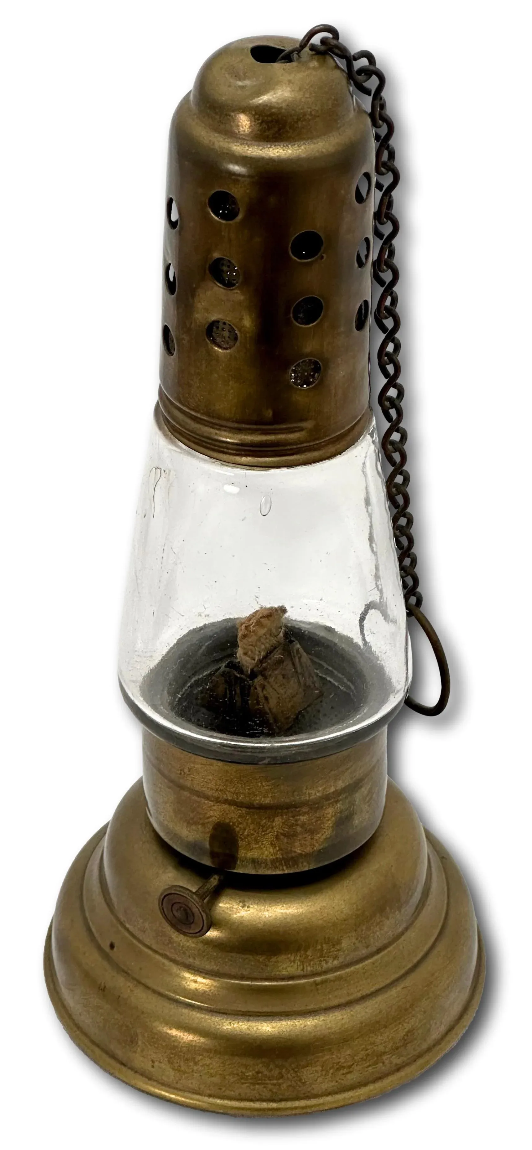 Authentic Antique American Brass & Glass Night Time Ice Skaters