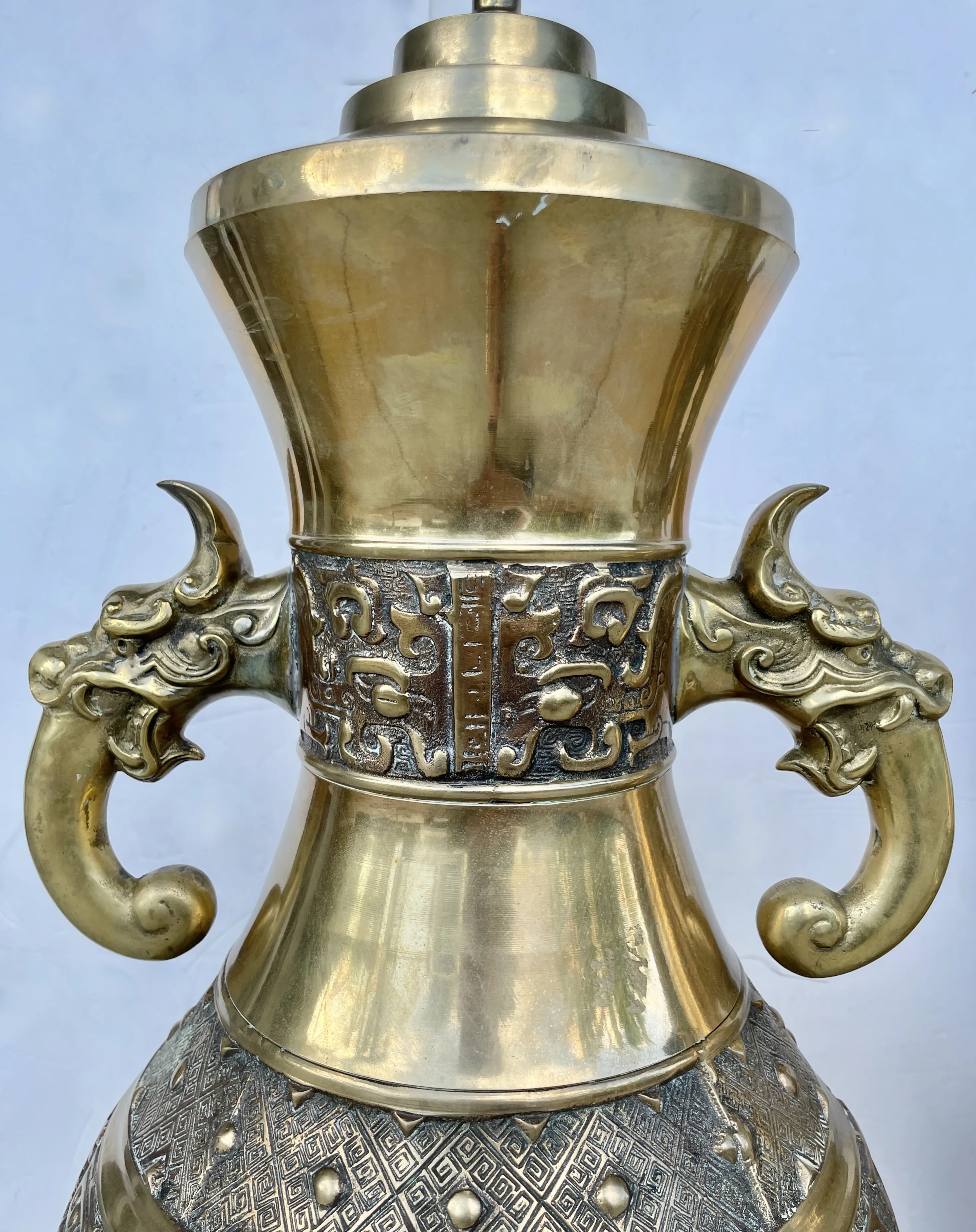 Oversized James Mont/Pepe Mendoza Style Bronze Table Lamps From