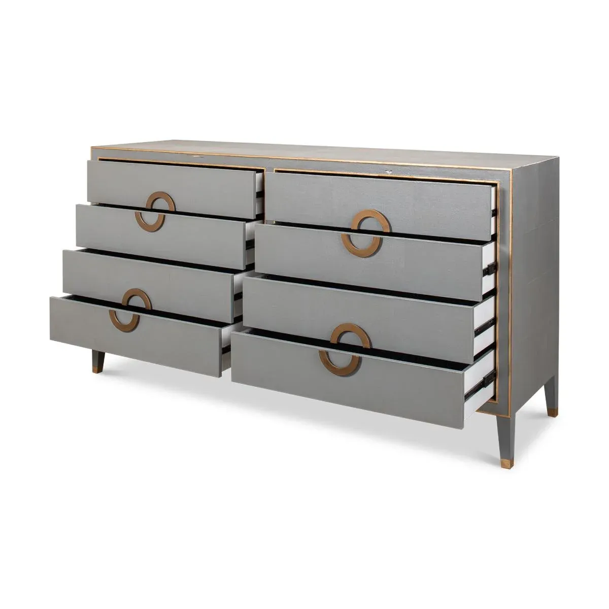 Art Deco Style Shagreen Embossed Leather Dresser | Chairish