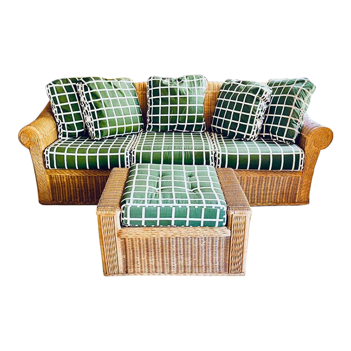 Henry Link Rattan Sofa and Ottoman Chairish