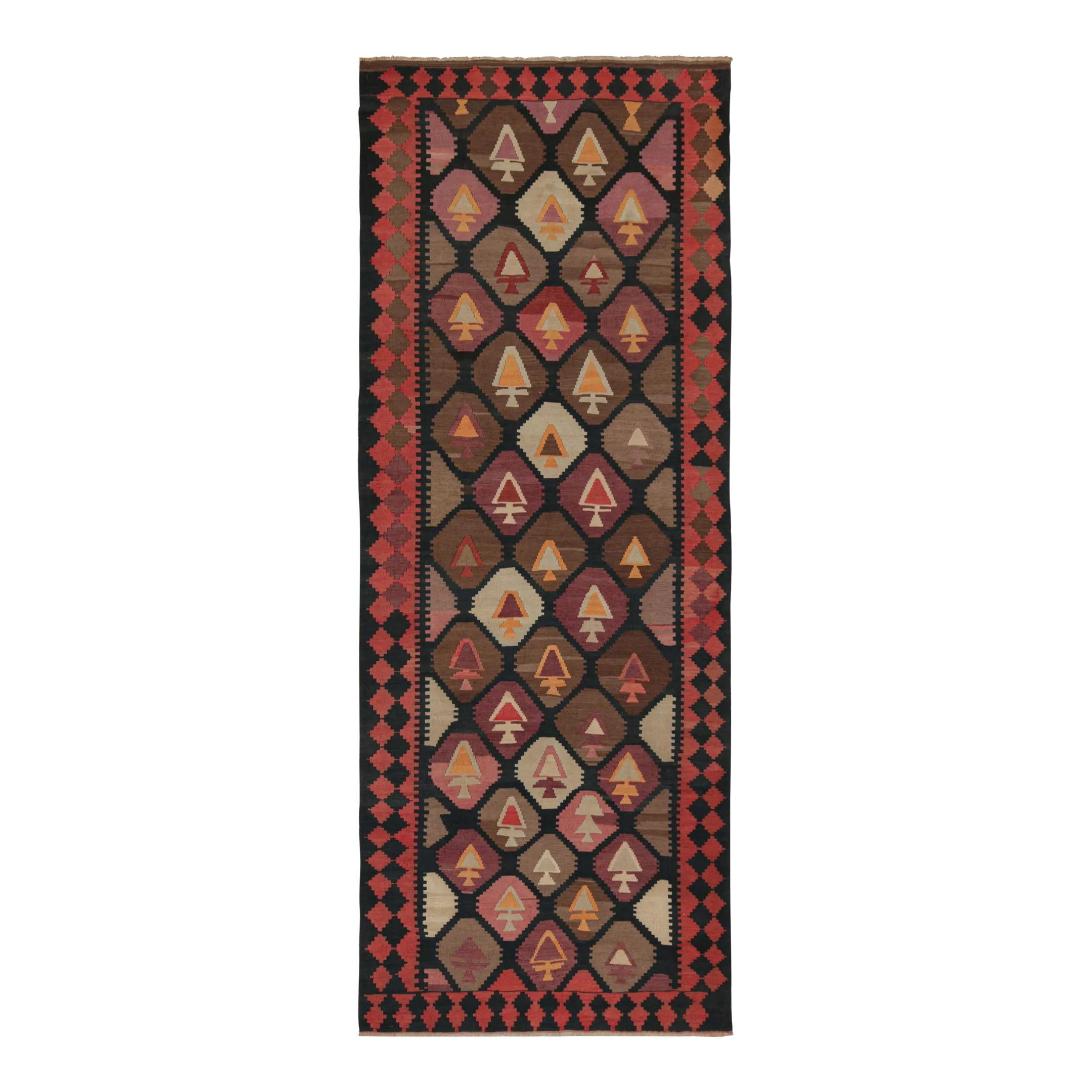 Vintage Persian Kilim in Red, Black and Brown Geometric Patterns by Rug & Kilim