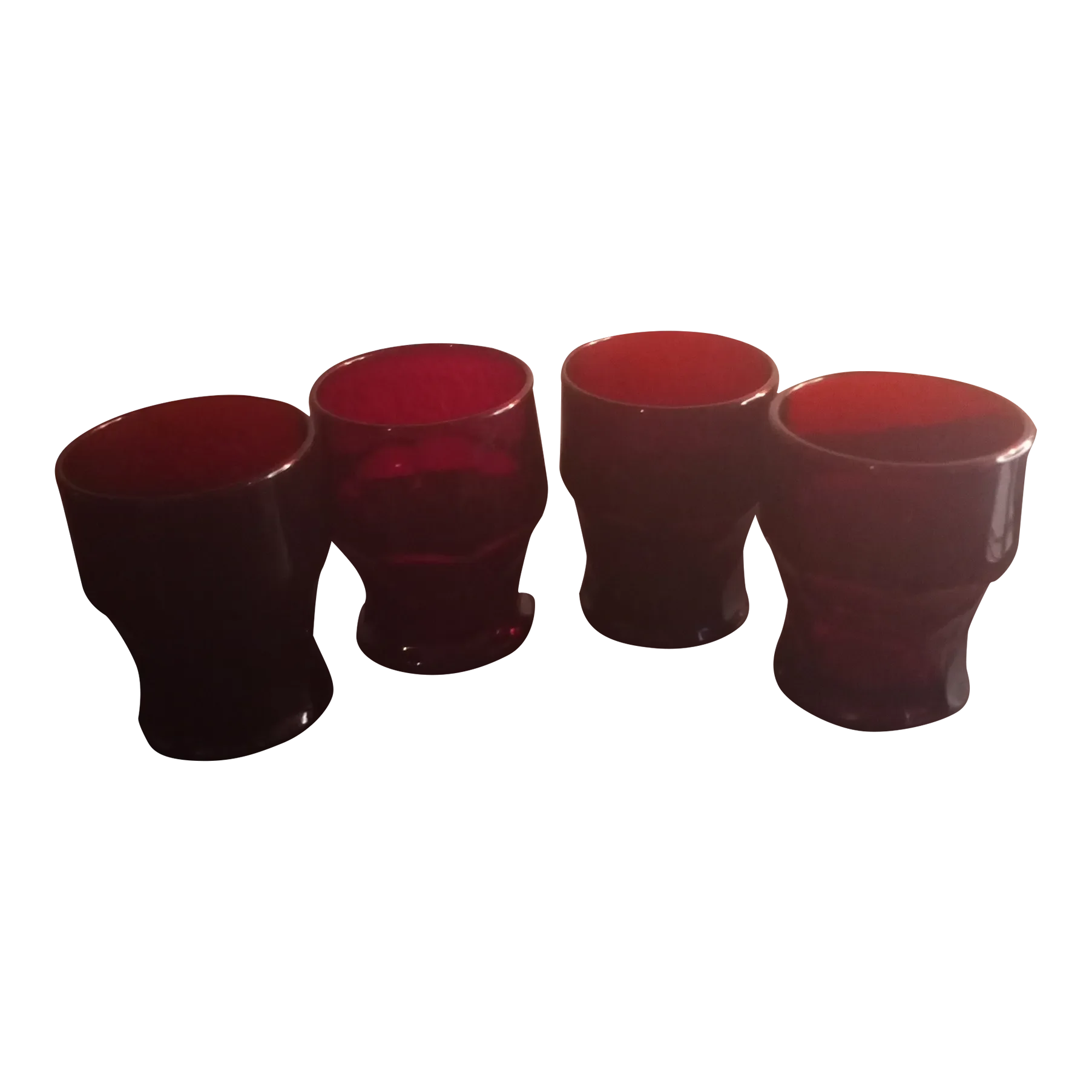 Vintage Anchor Hocking Georgian Ruby Red Honeycomb Pattern Tumblers- Set of 4