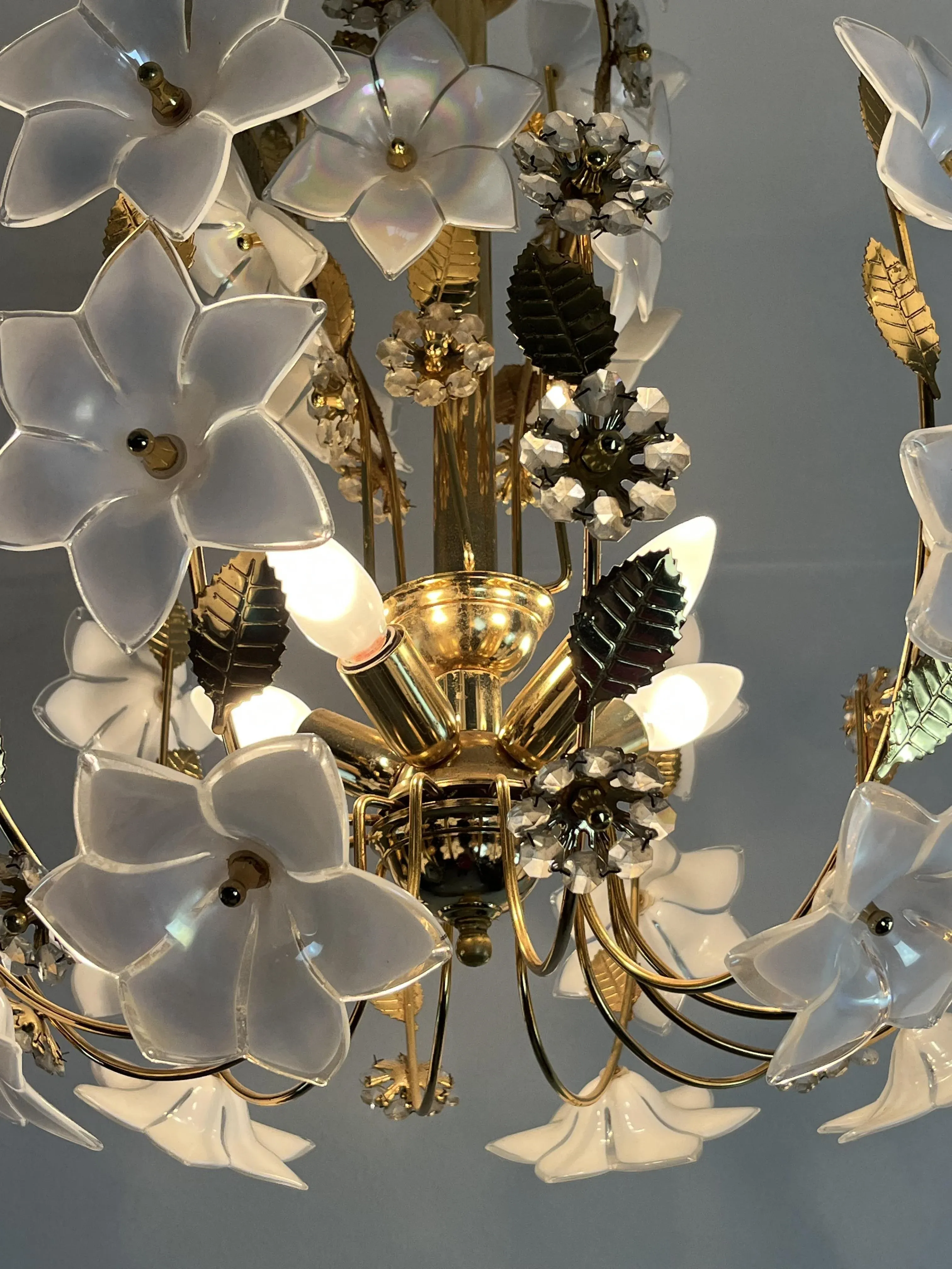 Mid-Century 5-Light Murano Glass Flower Chandelier, 1960s