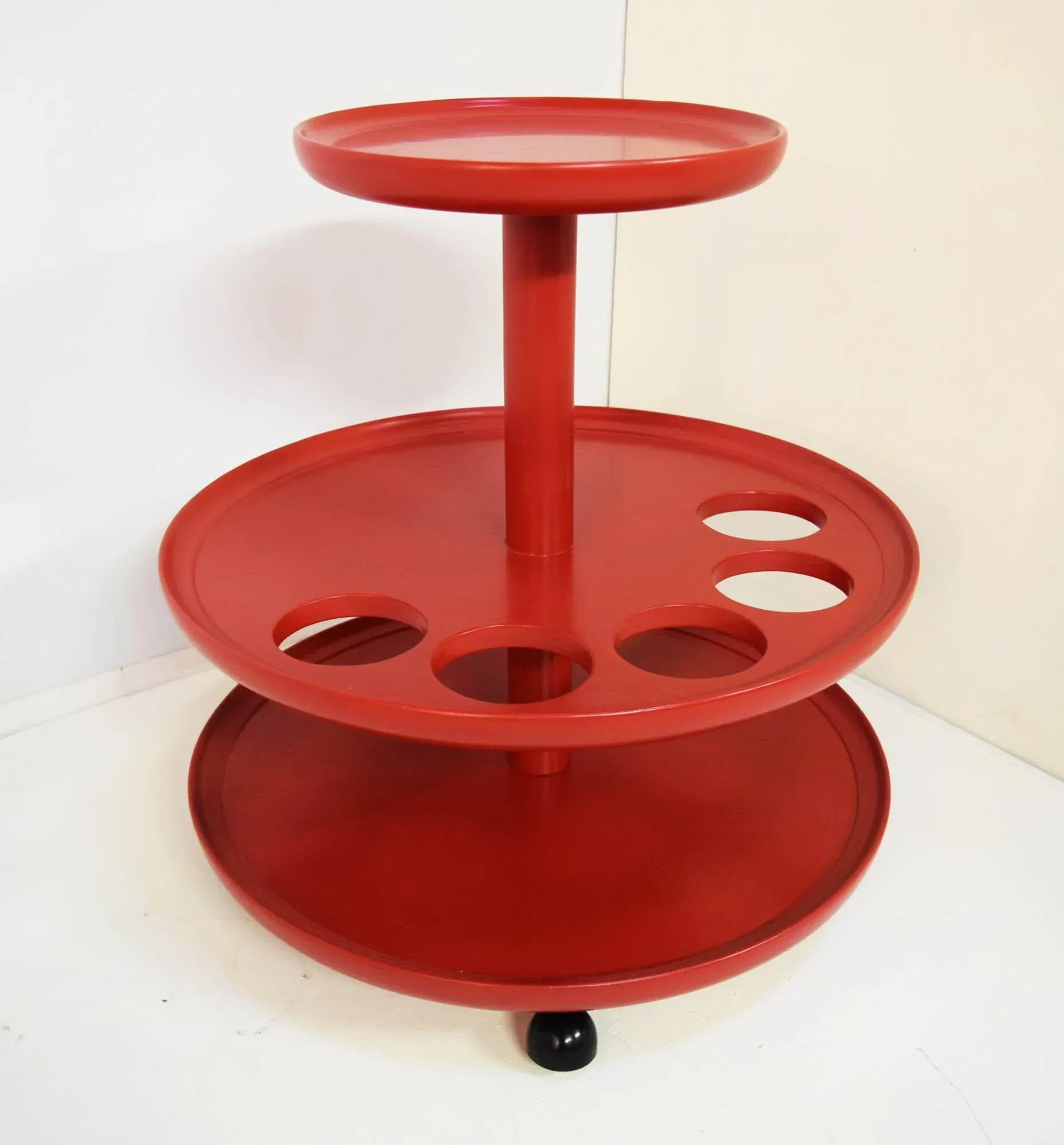 Bar Table on Lacquered Wood Wheels, Italy, 1950s