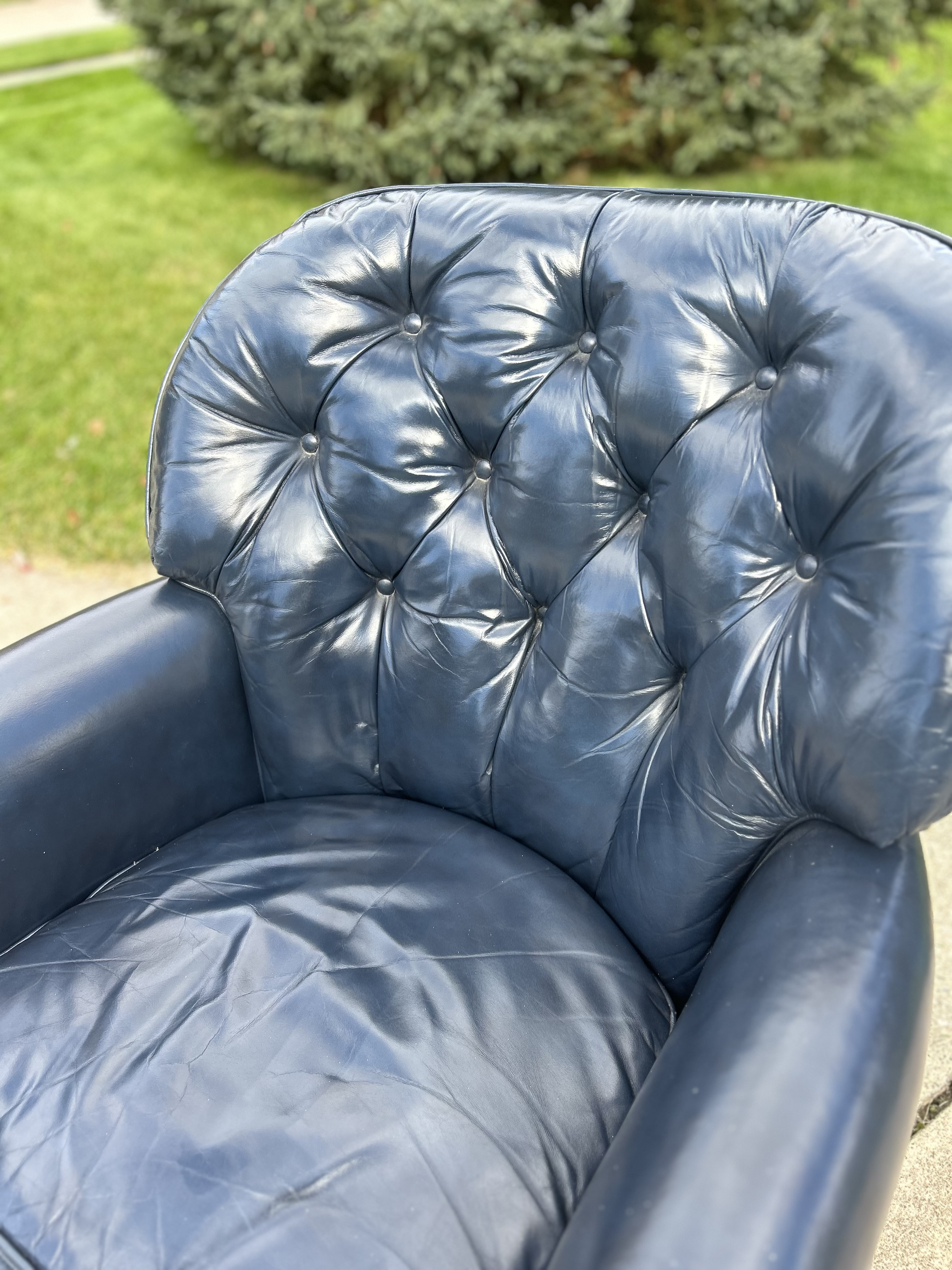 Navy leather chair and ottoman new arrivals