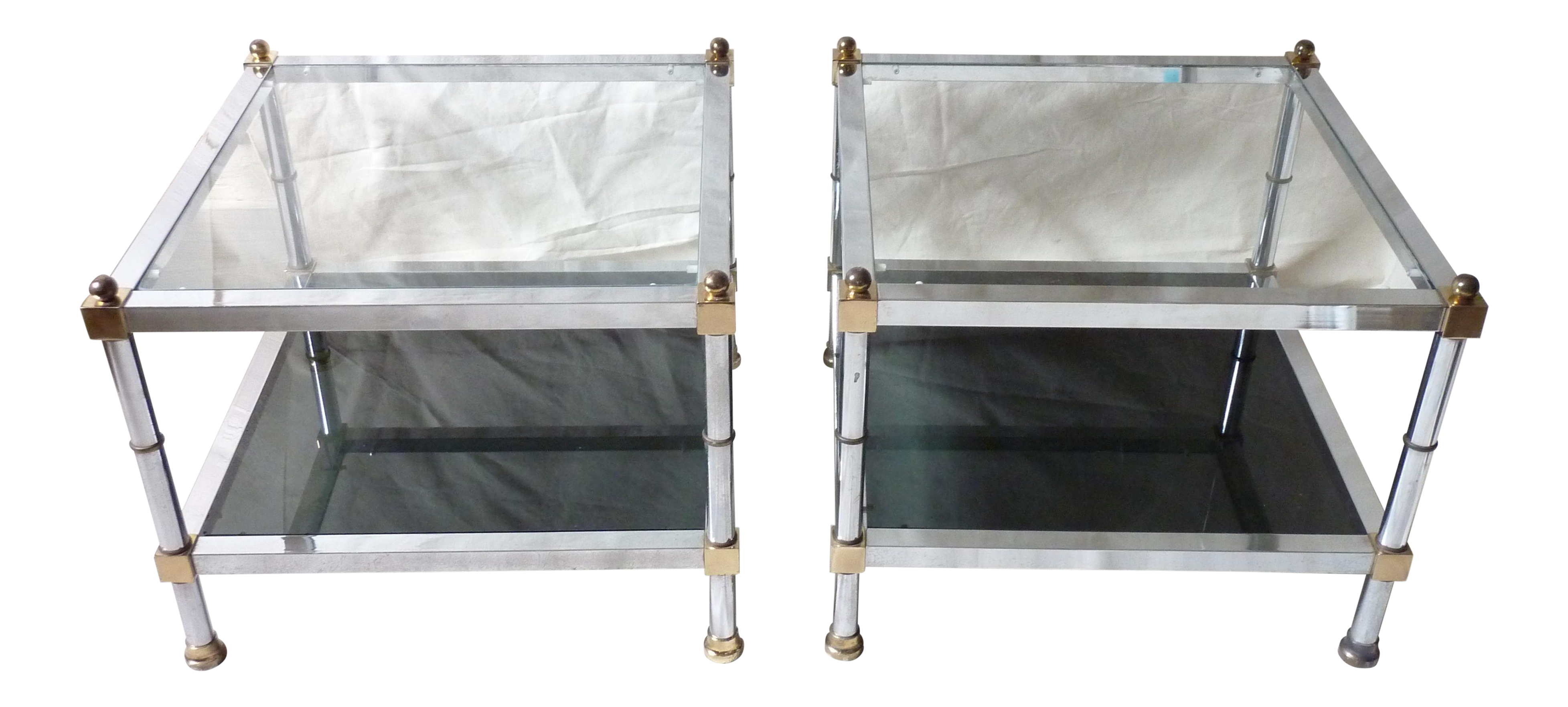 Modern Chrome & Glass Tables Pair Chairish