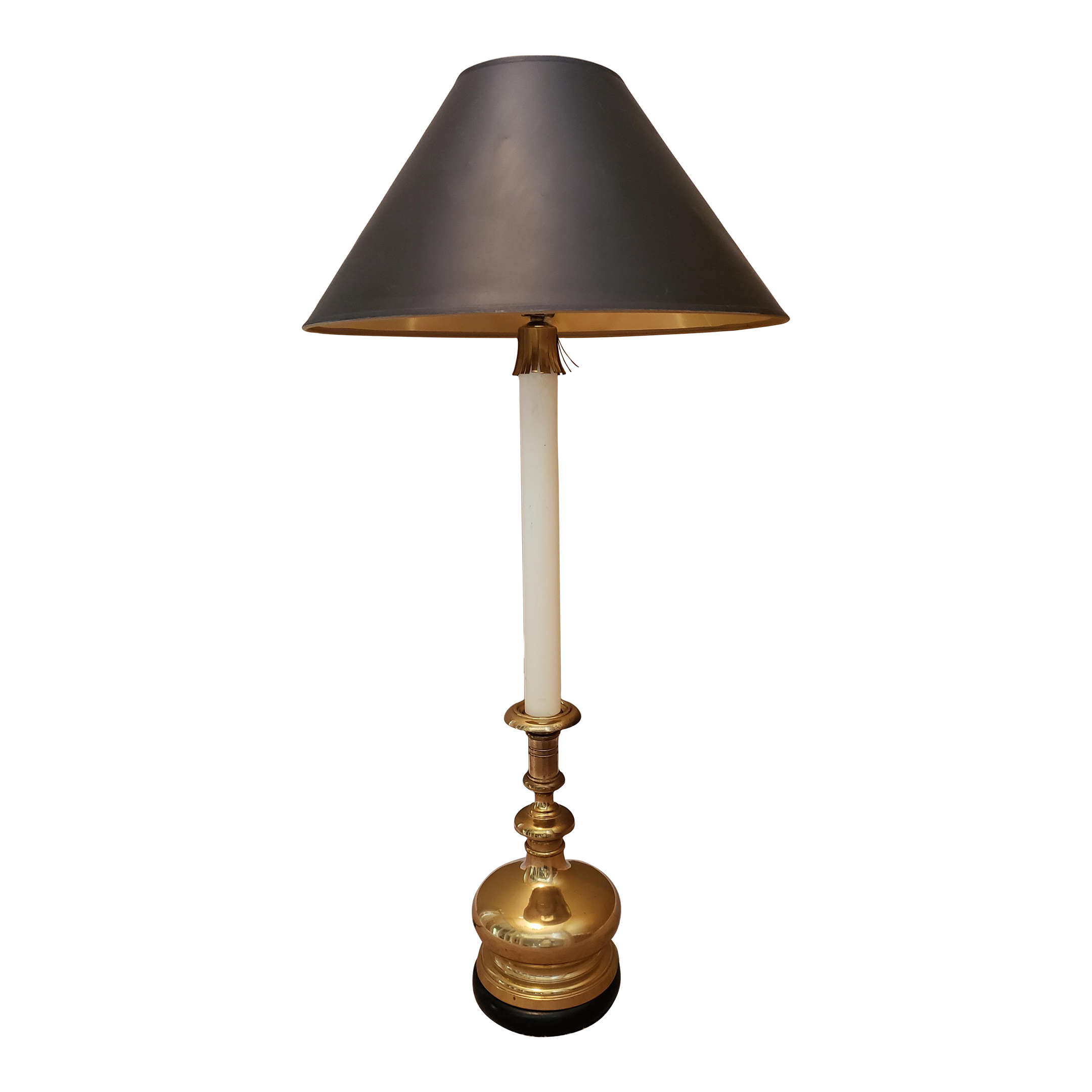 Mid 20th Century Frederick Cooper Tall Turned Brass Table Lamp