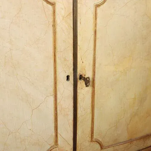 English Marble Top Demi-Lune Side Cabinet