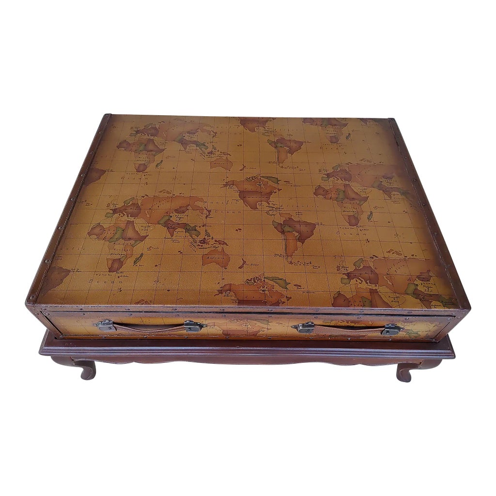 Luggage Style World Map Coffee Table | Chairish