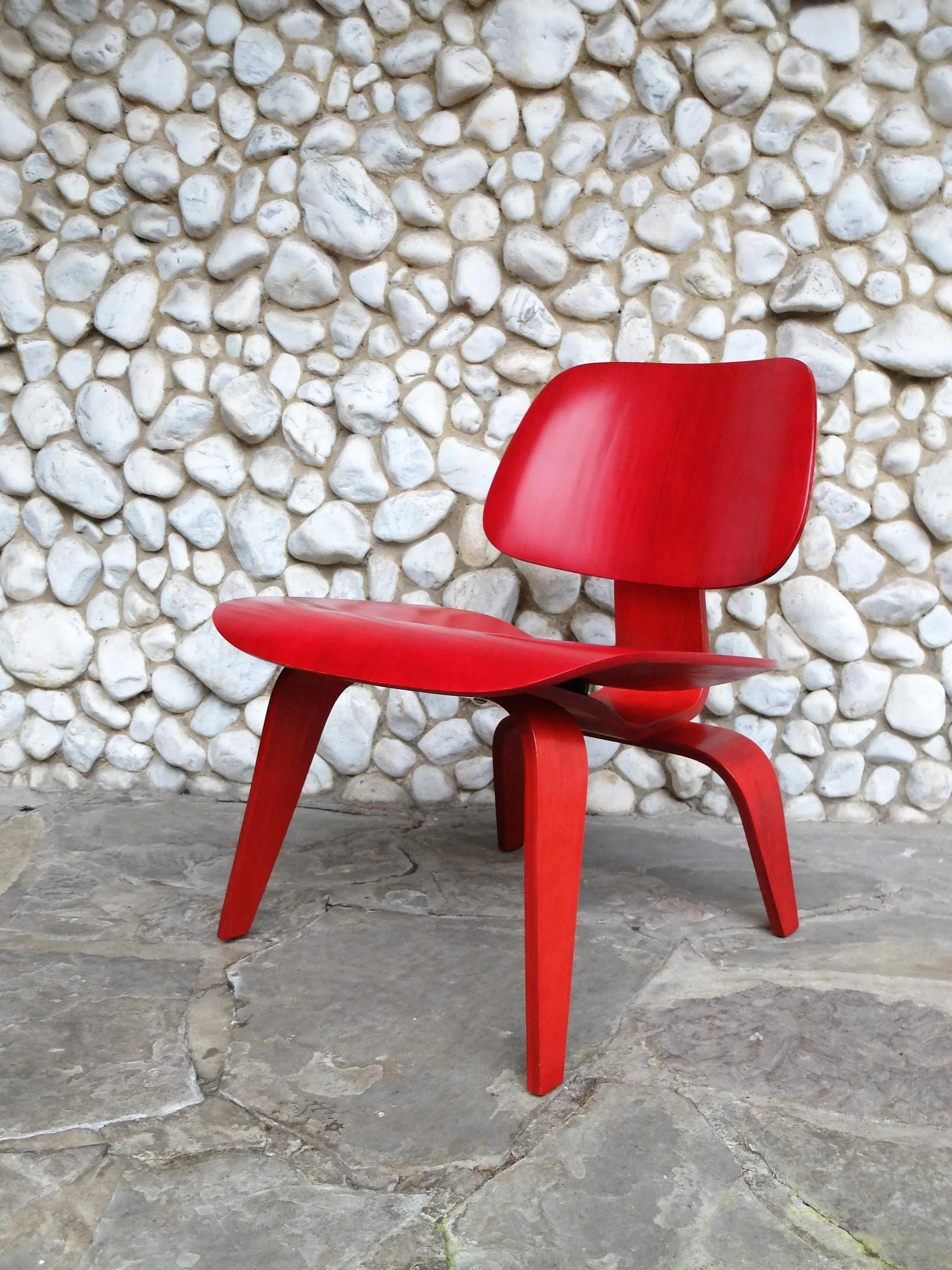 Stained Red LCW Lounge Chair by Charles & Ray Eames for Herman
