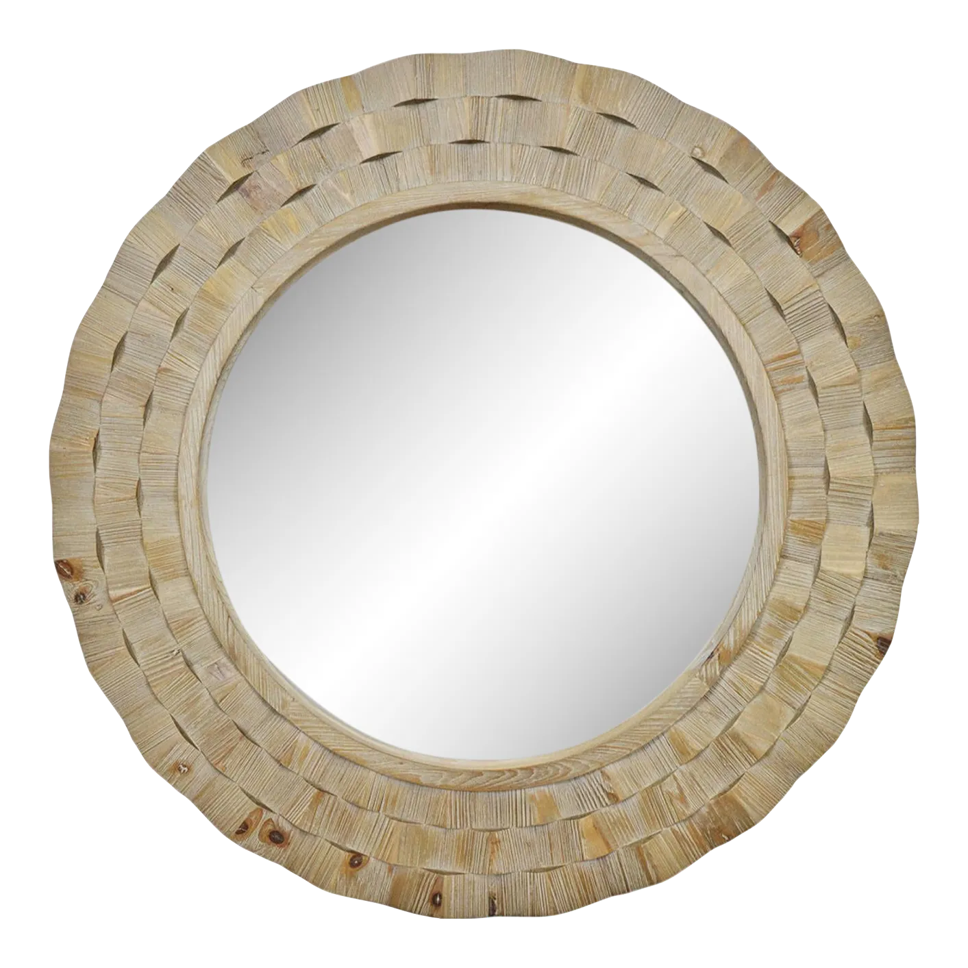 Washed Reclaimed Round Wood Mirror Chairish