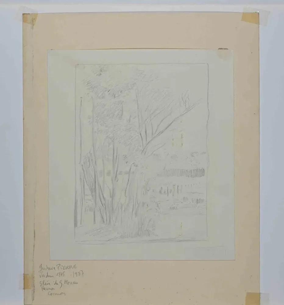 Gustave Pierre, Garden, Original Drawing, Early 20th-Century