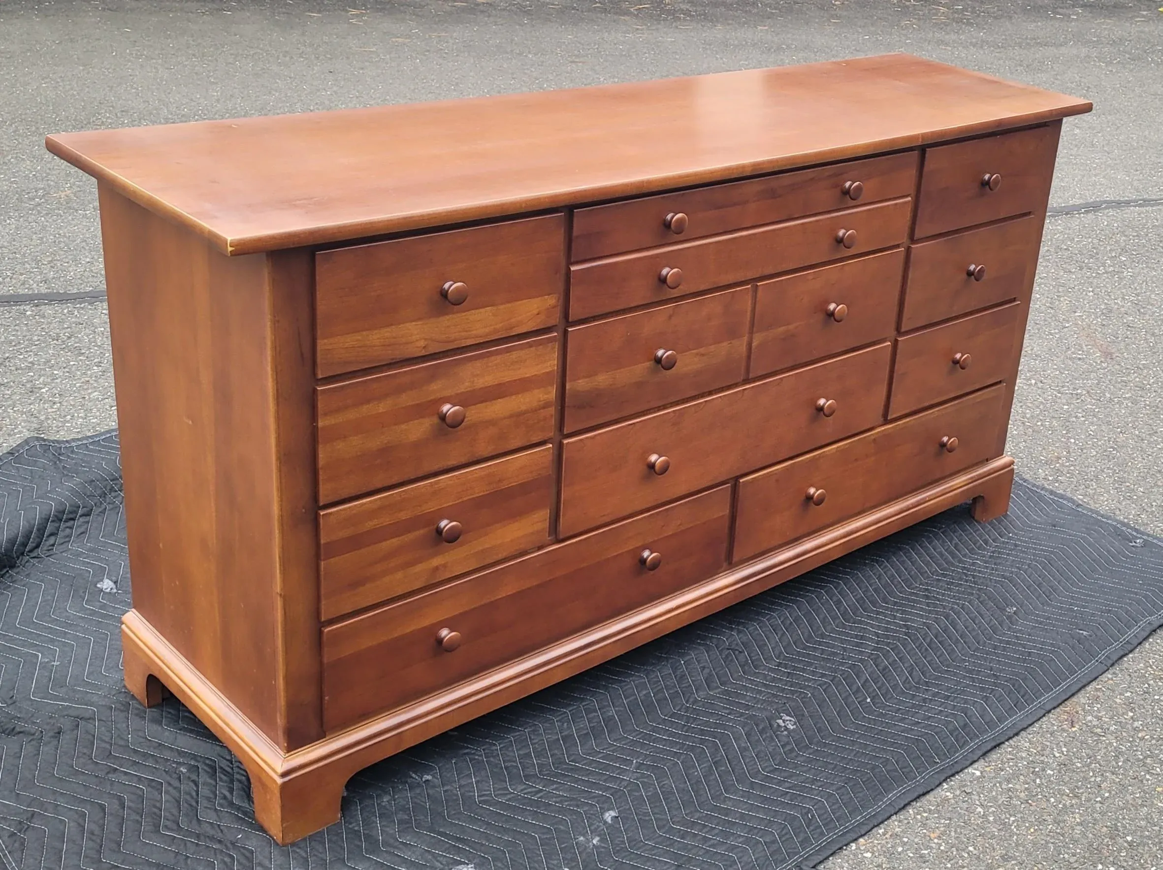 Stanley Solid Wood Shaker Style Long 12 Drawer Dresser | Chairish