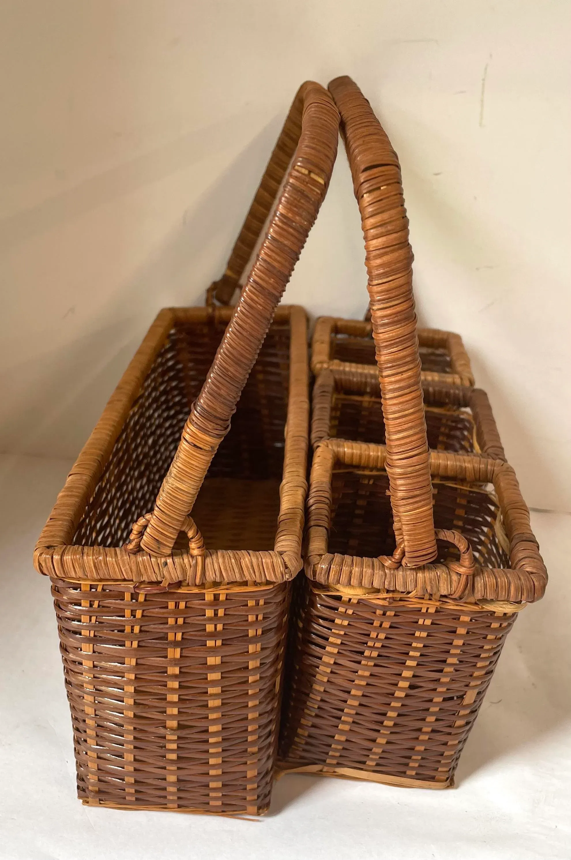 Vintage Wicker Flatware Serving Basket CaddyTrench coat
