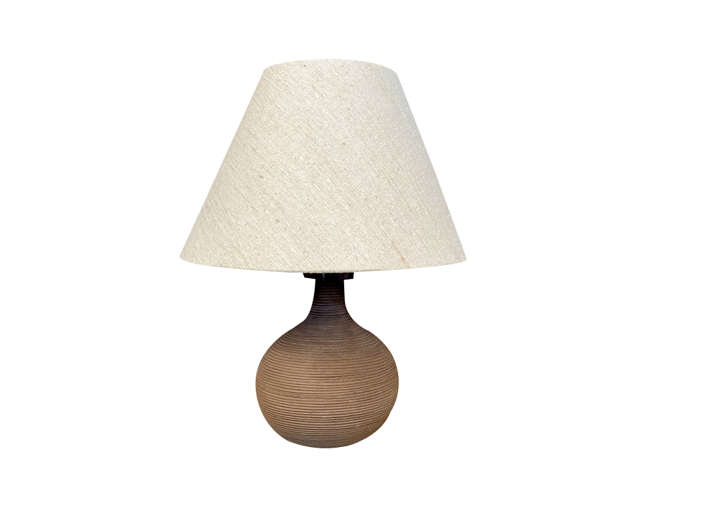 Mid-Century German Table Lamp with Vase-Shaped Grooved Ceramic Base, 1950s