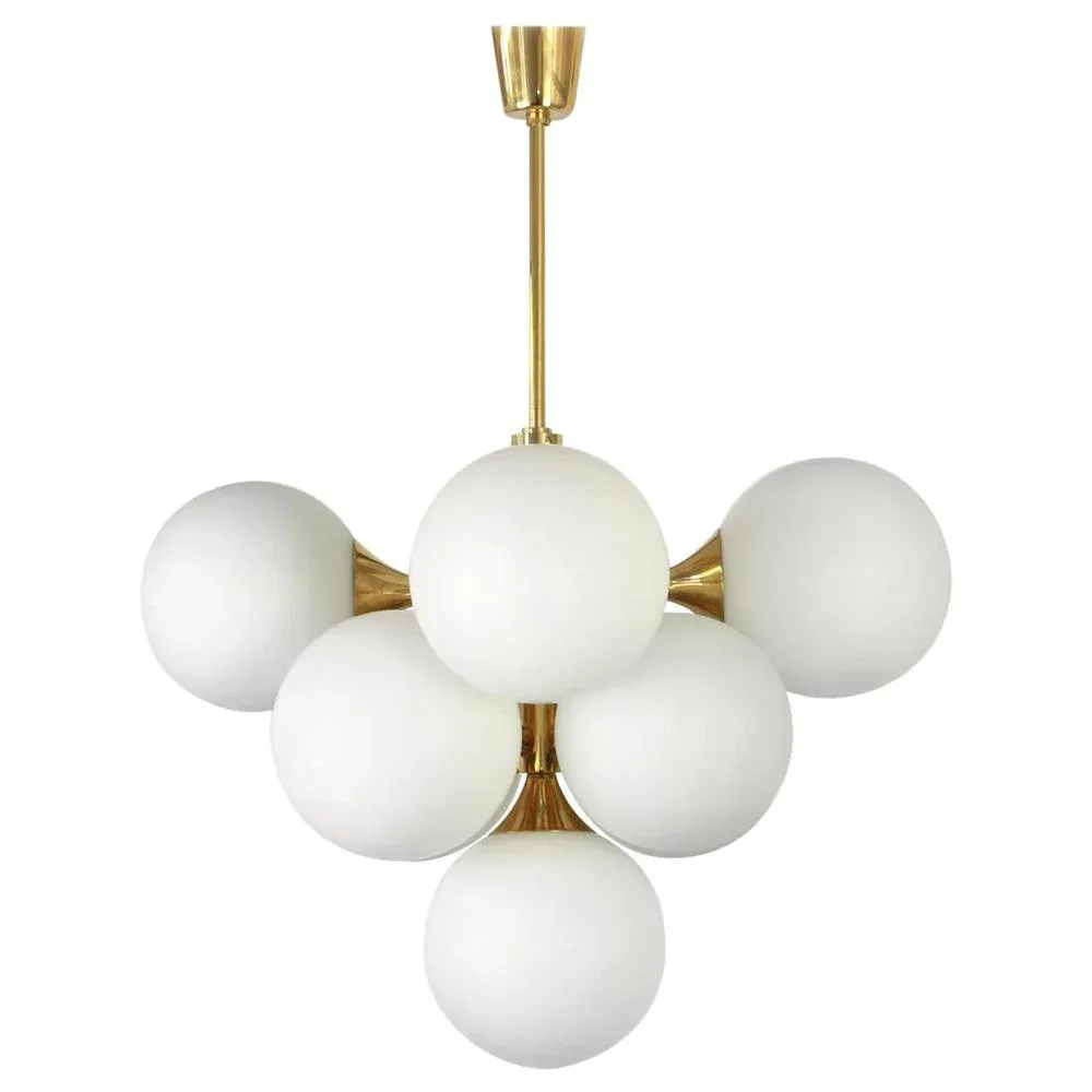 German Atomic Brass Chandelier by Kaiser, 1960s