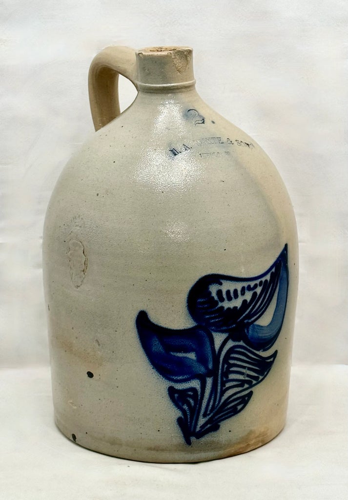 Antique Mid 1800s American New York Stoneware 2 Gallon Jug With