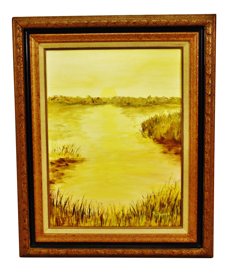 Framed Oil on Canvas Board Landscape Painting Artist Signed Chairish