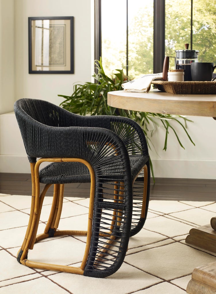 Glen Ellen Rattan Arm Chair in Natural/Black | Chairish