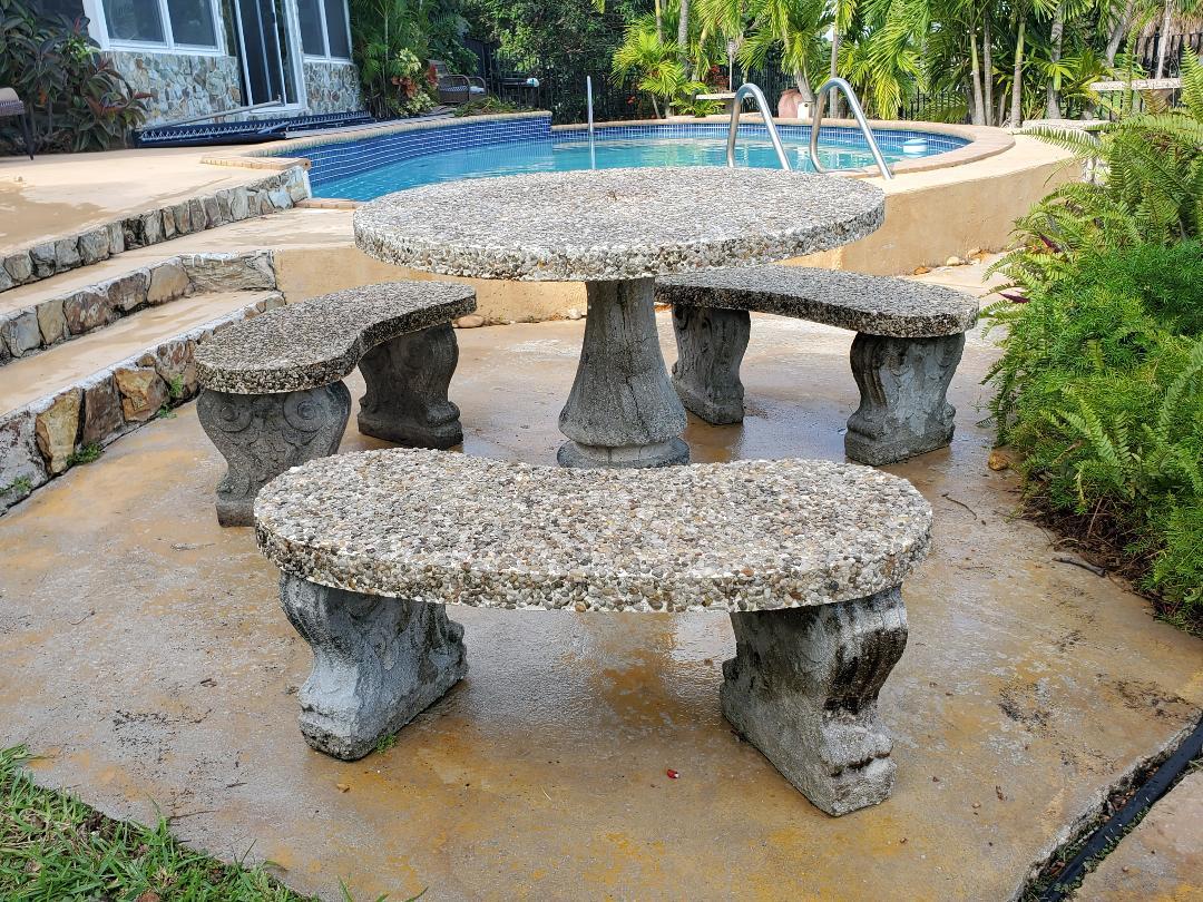 Miami Palm Beach Iconic Patio or Garden Table With 3 Benches