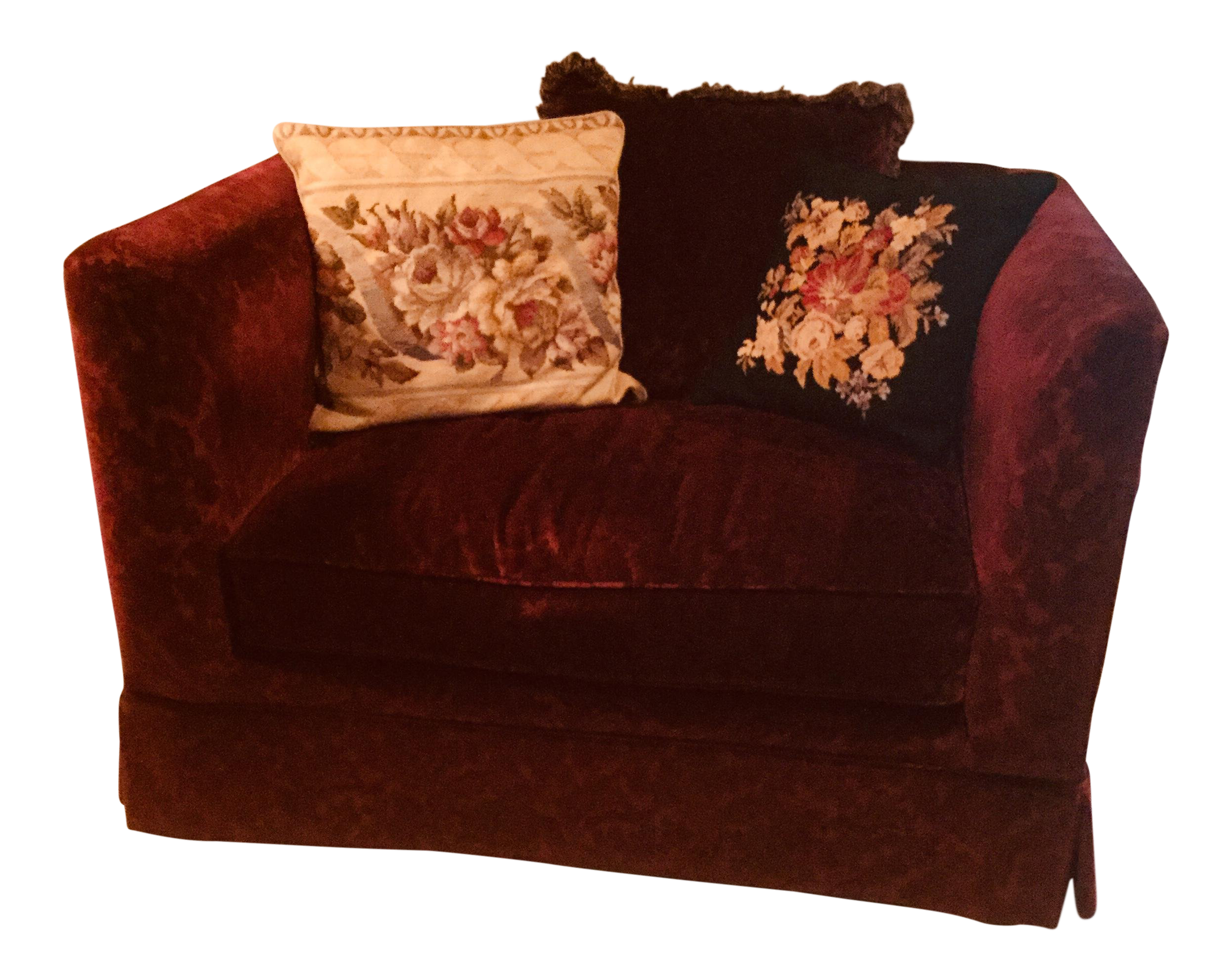 Bordeaux Cotton Velvet Damask Chair A Half Chairish