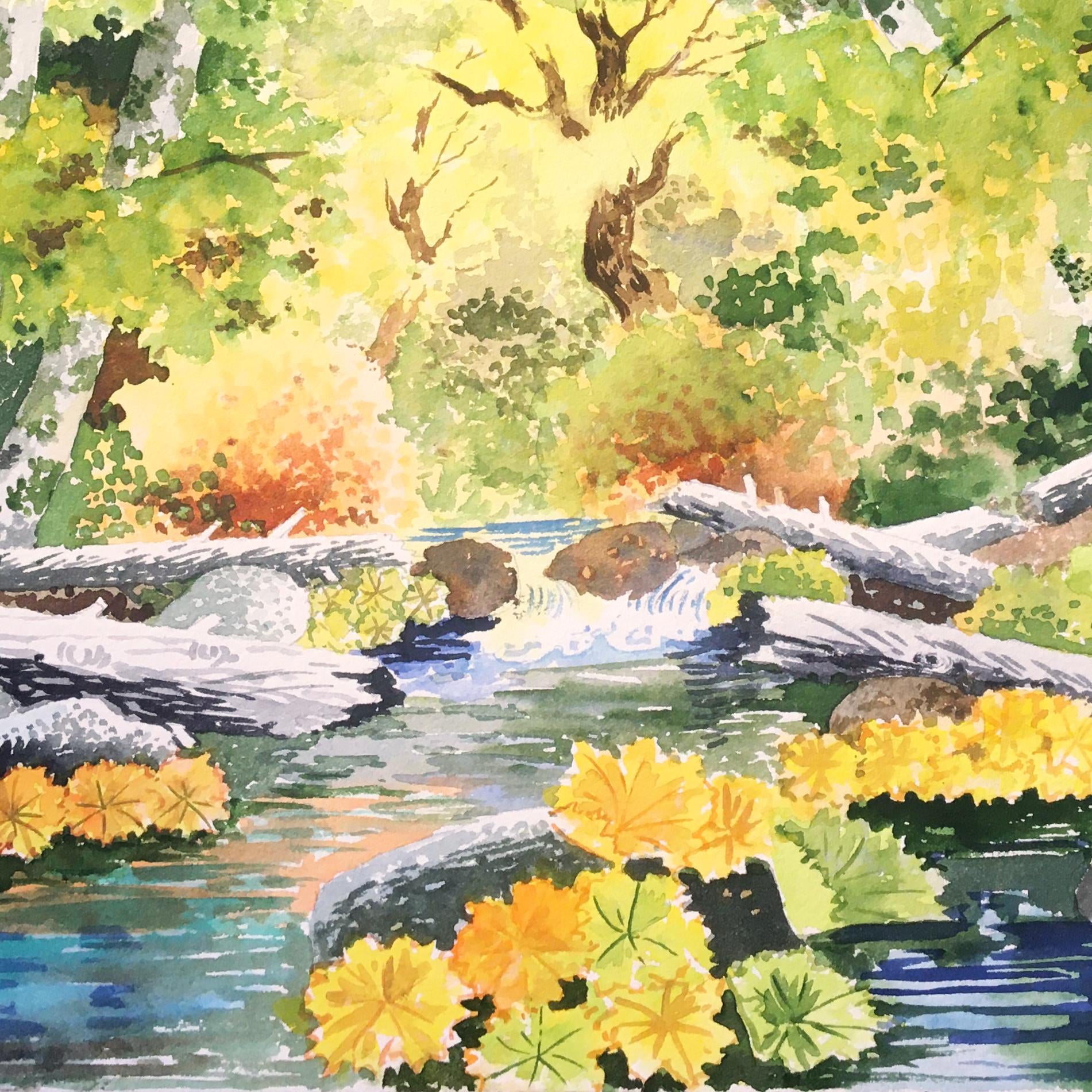 Log jam in the Rapids, c. 1950, art by James March Phillips
