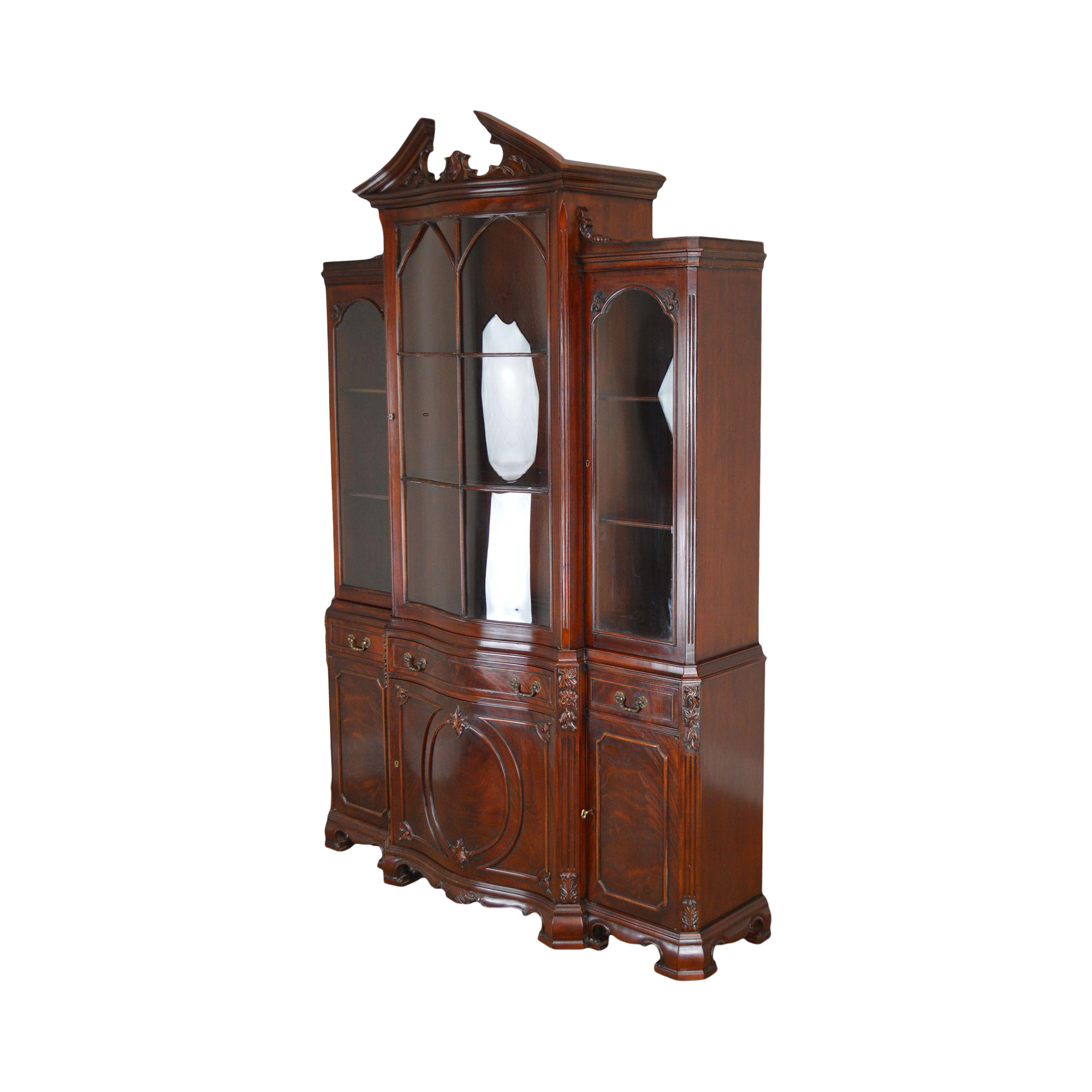Style Custom Flame Mahogany Library Bookcase Breakfront