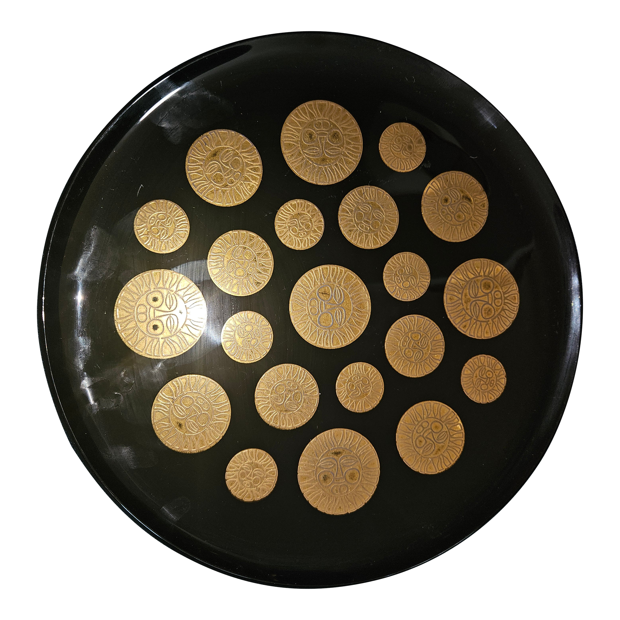 Vintage Houzz Art Aztec Sun Glass Platter