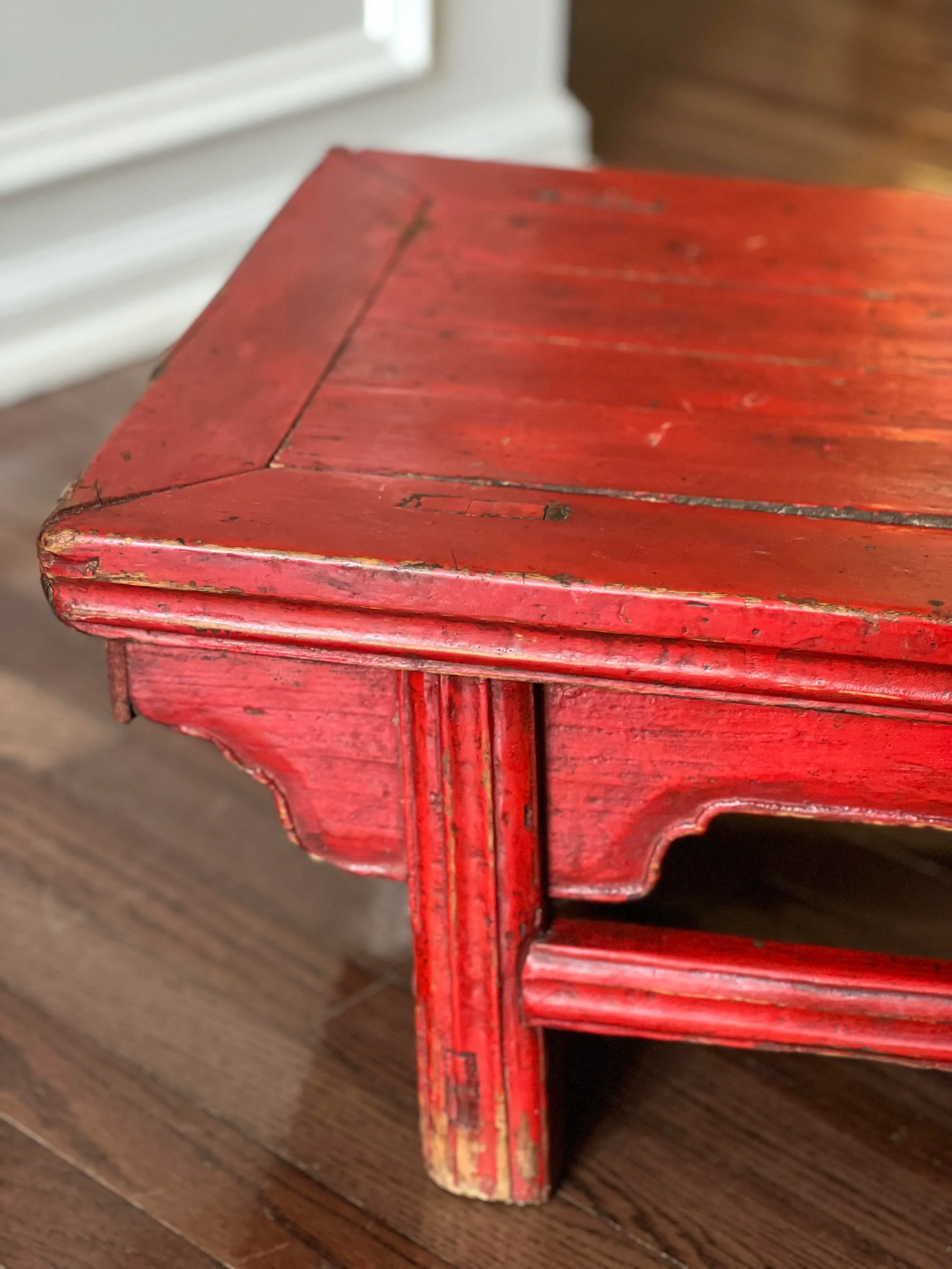1910s Antique Chinese Red Lacquer Low Kang Table | Chairish