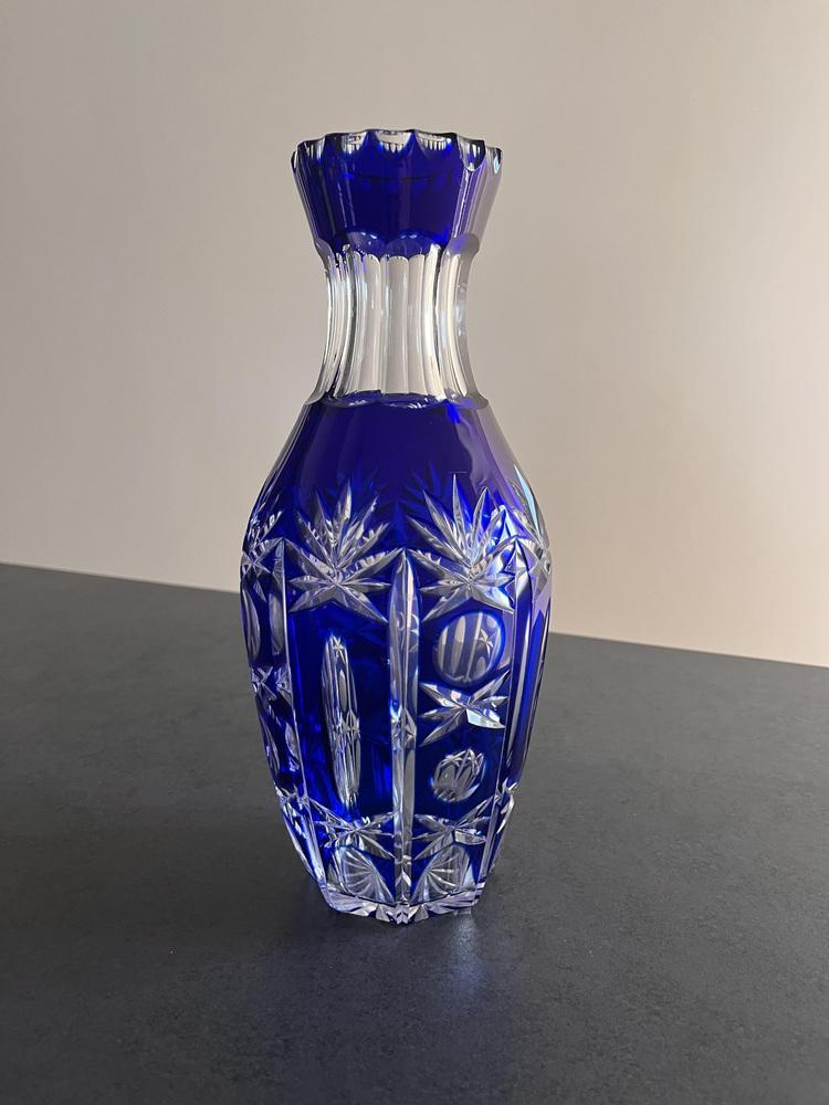 Inlaid Blue Crystal Vase, 1960s