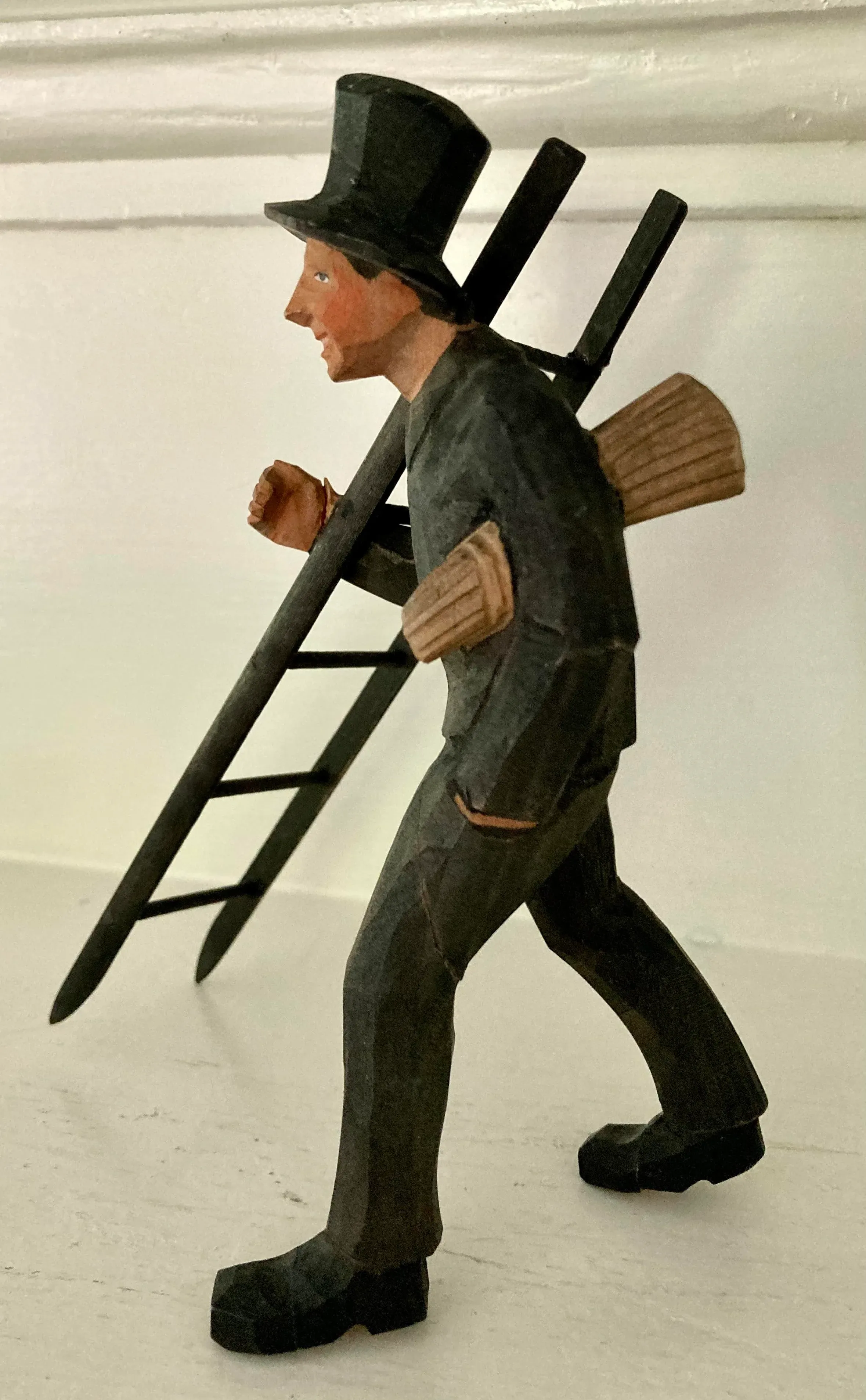 Vintage English Wooden Chimney Sweep Figurine | Chairish