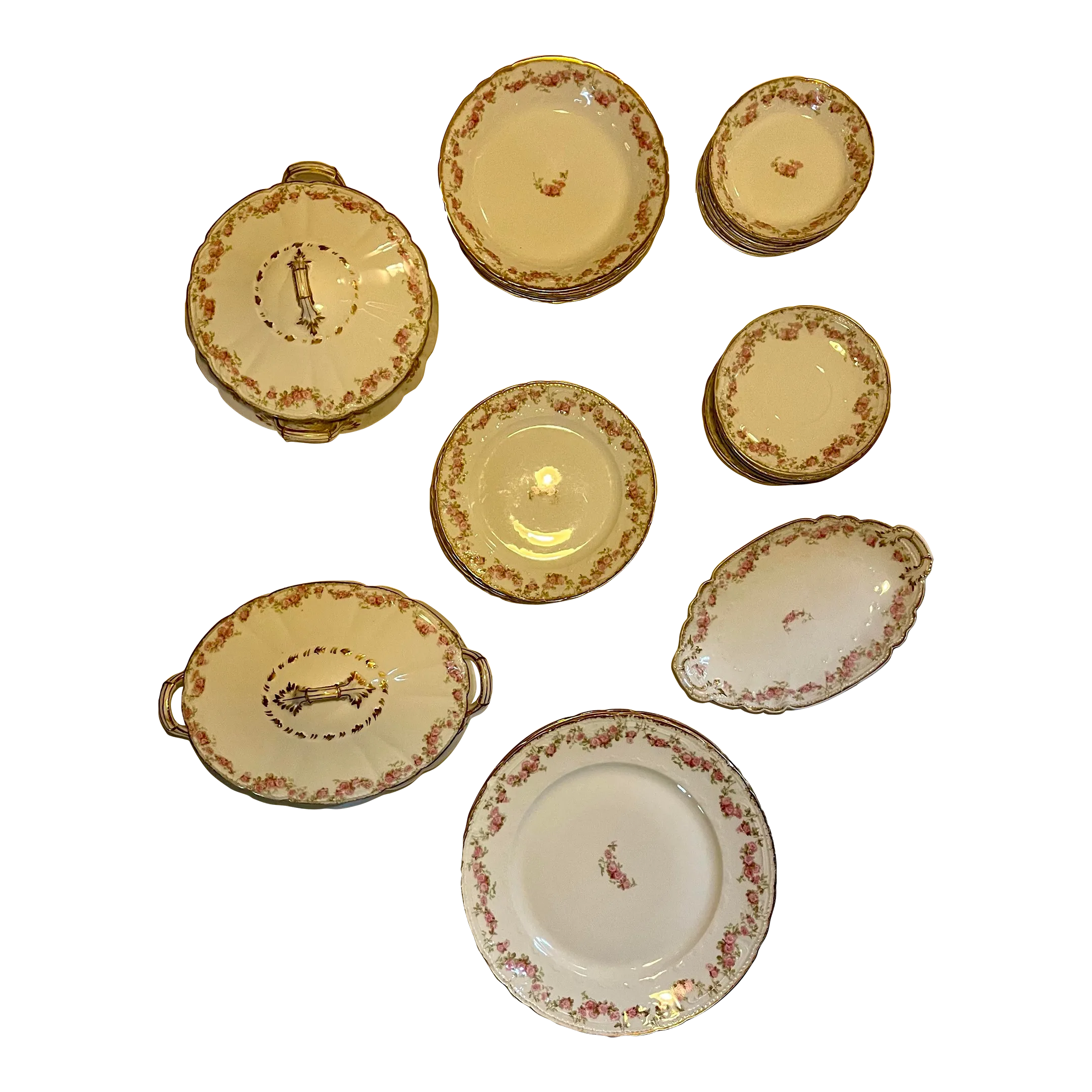 Vintage GDA Limoges Set of 6 Cups & Saucers - Made in France