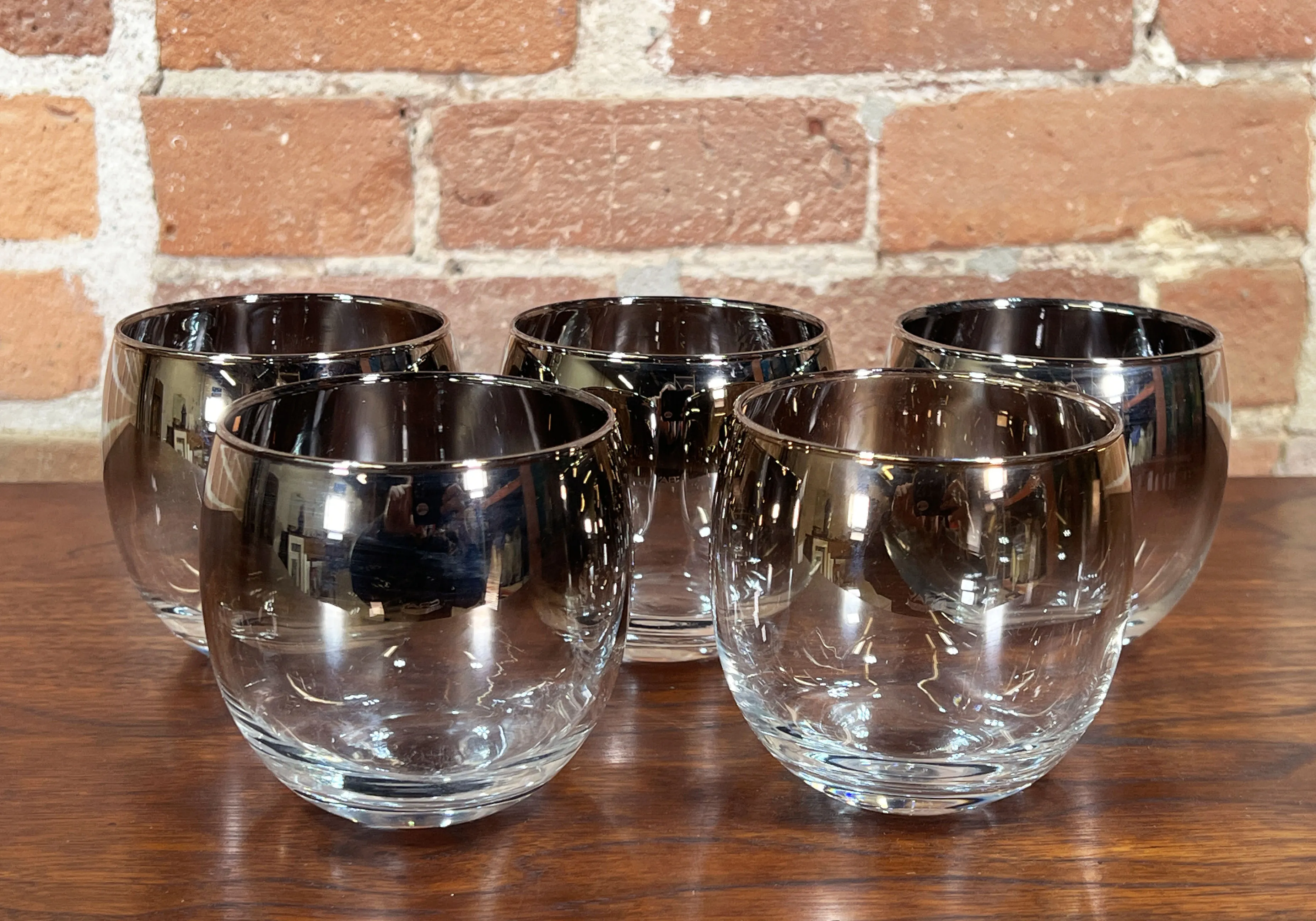Mid Century Modern Dorothy Thorpe Silver Ombre Cocktail / Whiskey Glasses - Set of 5
