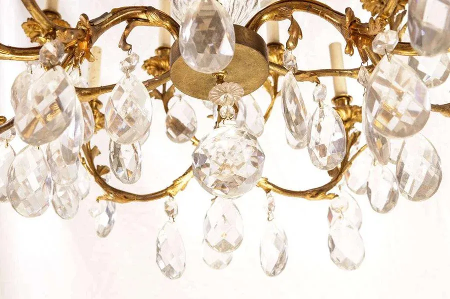 French Gilt Bronze and Cut-Glass 14-Light Chandelier, 19th Century