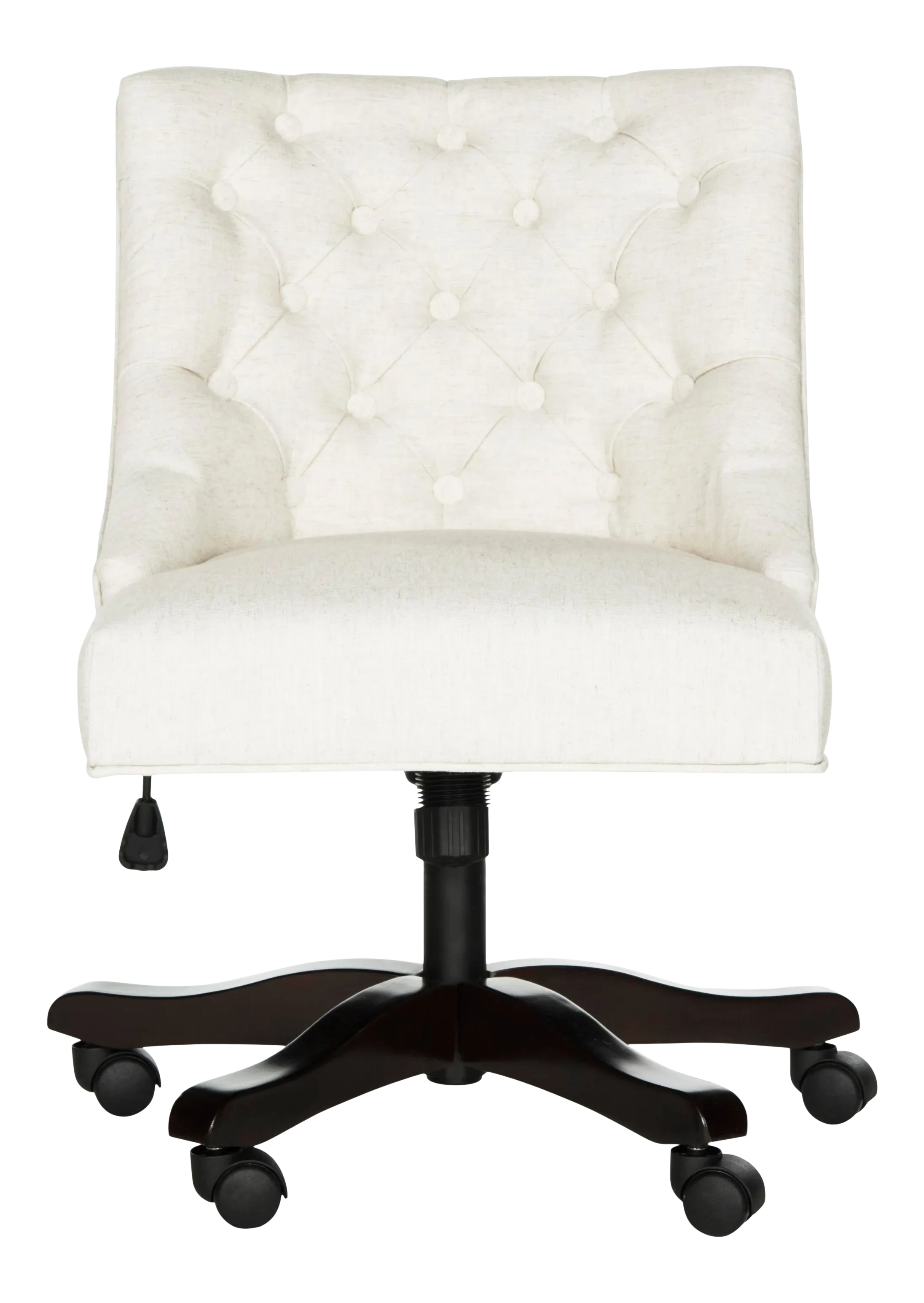 Tufted Linen Swivel Desk Chair in Light Cream Chairish