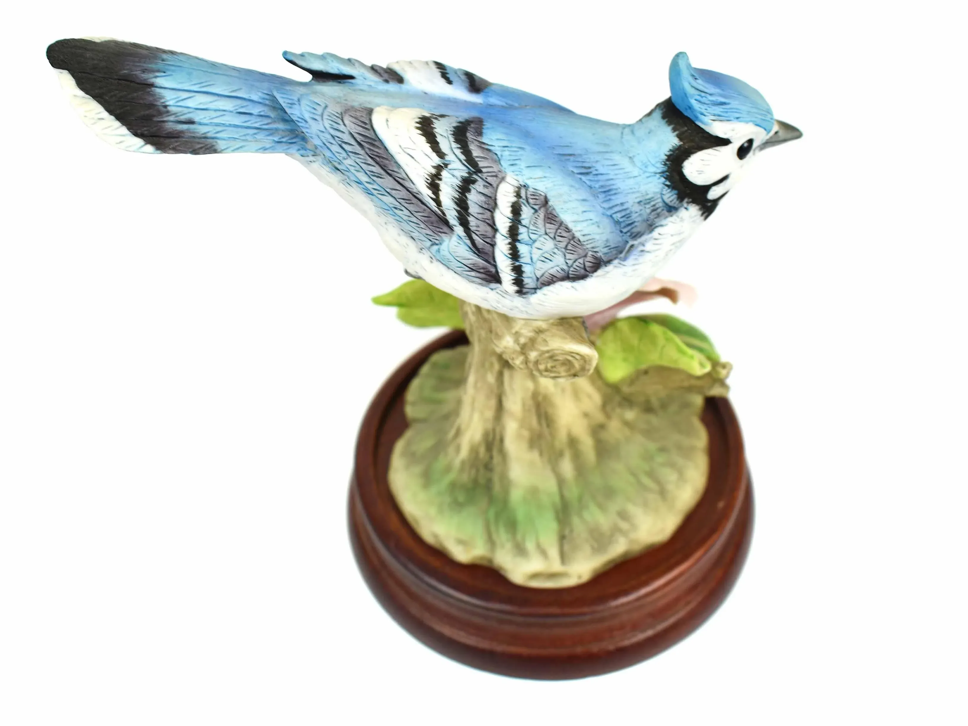 Late 20th Century Andrea by Sadek Blue Jay Bird Figurine on Wooden