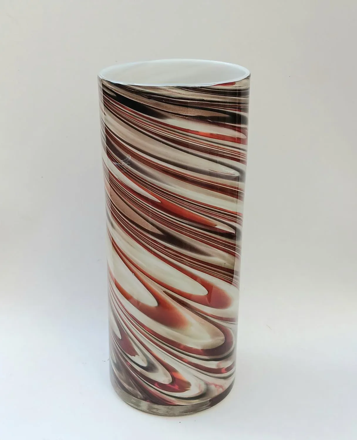 Cylindrical Swirl Murano Glass Vase, 1970s
