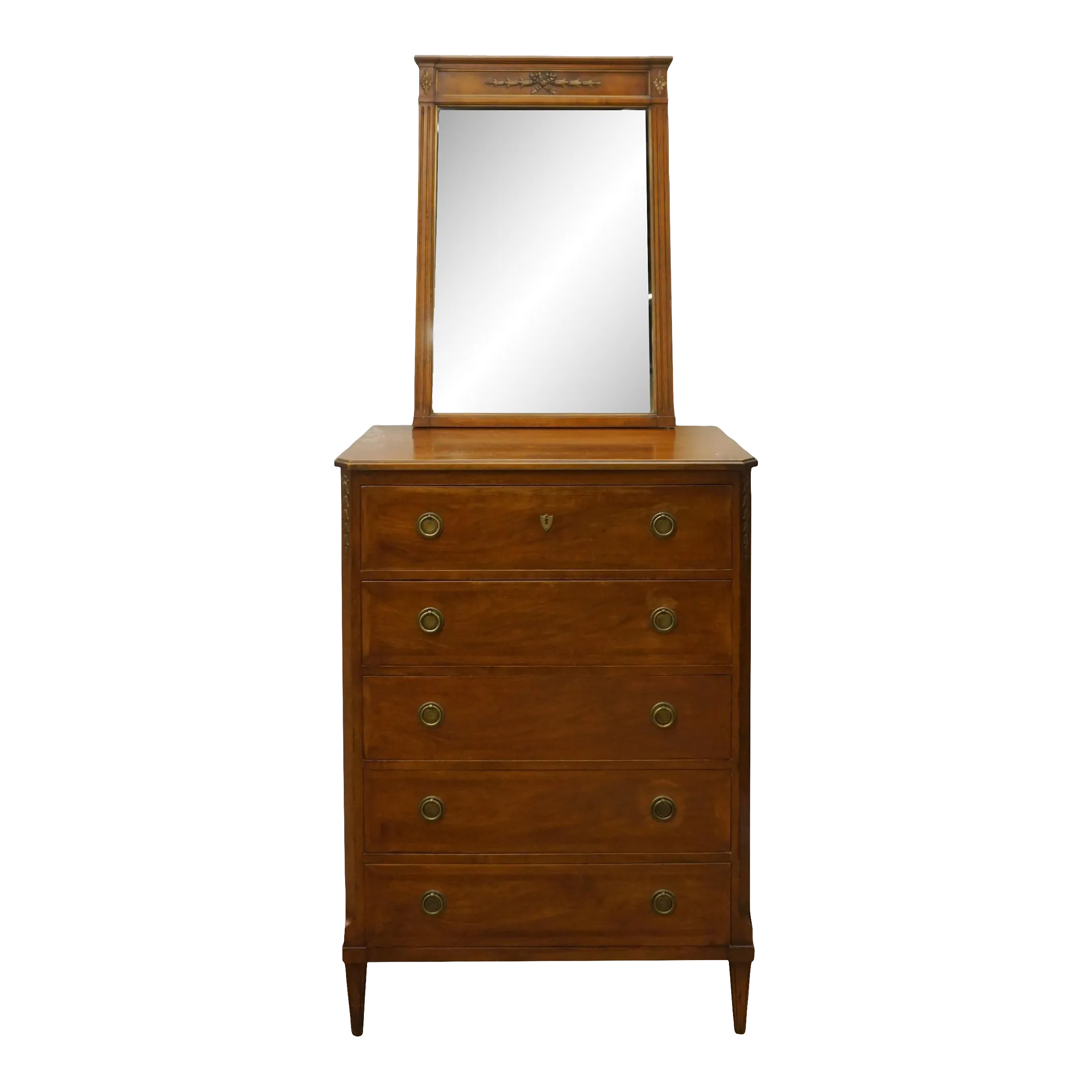 Early 20th Century Louis XVI Mahogany Tall Chest of Drawers With Mirror |  Chairish, image size:2160x2160