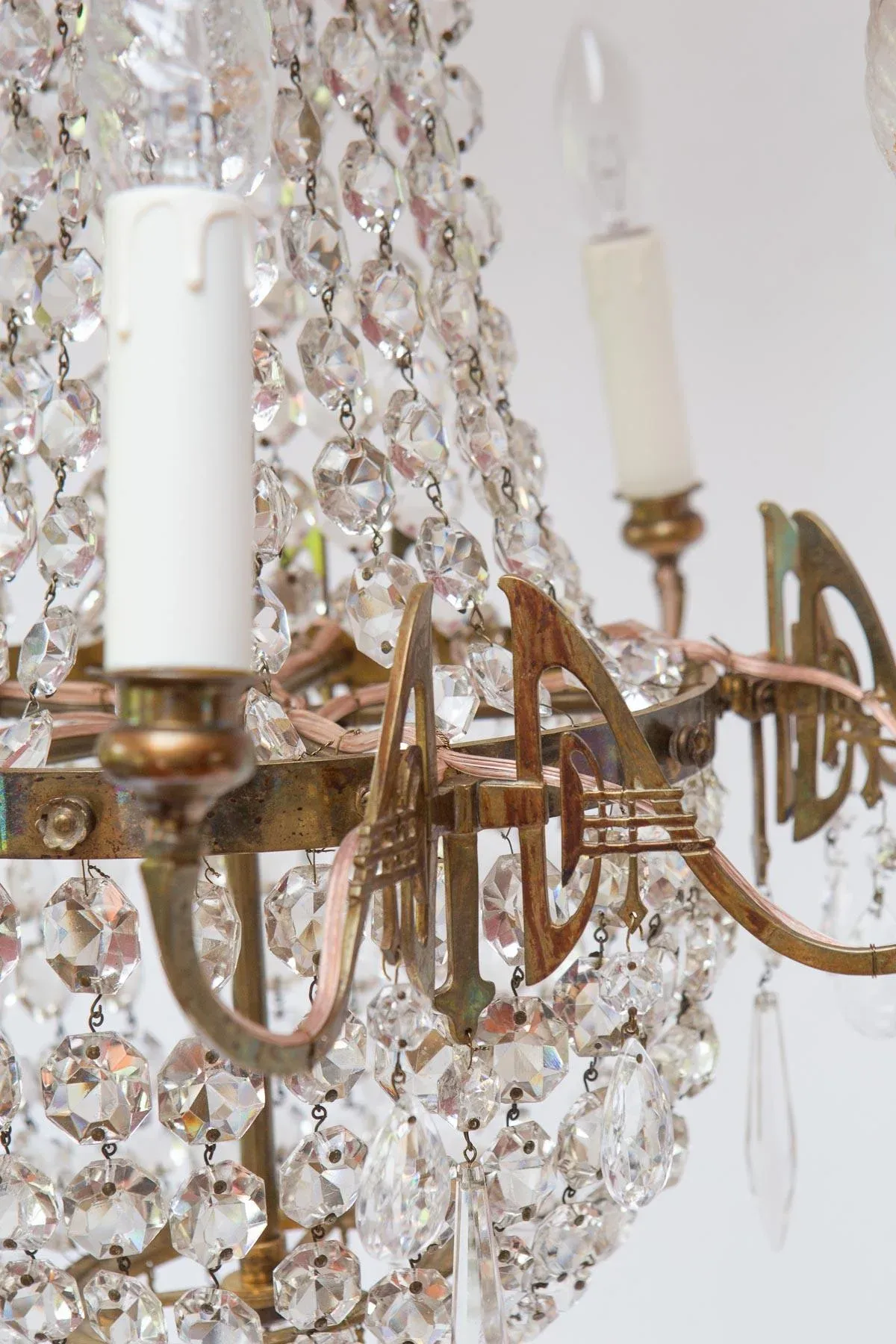 Large Art Nouveau Swedish Glass Chandelier, 1890s
