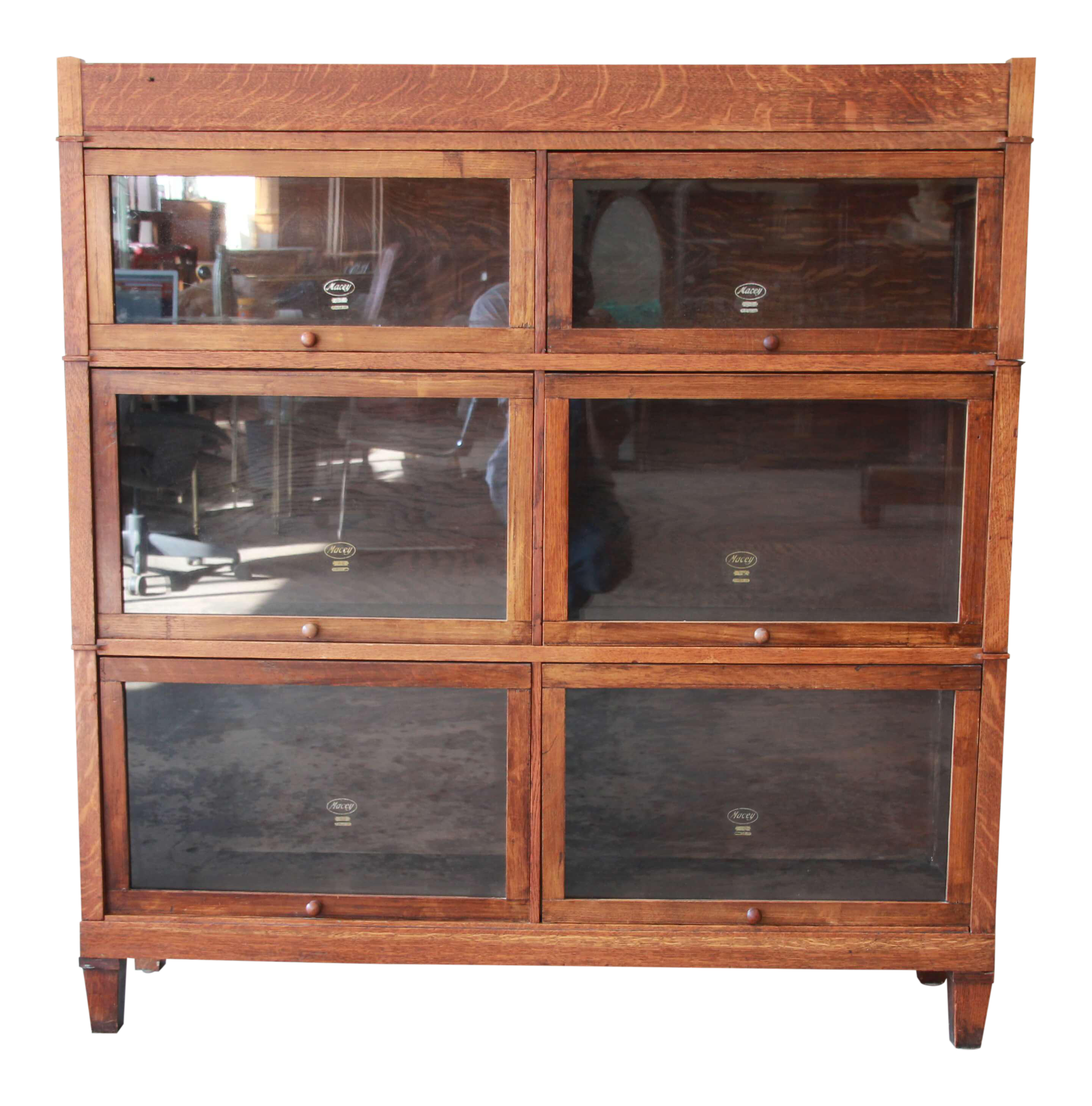 Antique Oak Double Barrister Bookcase by Macey Chairish