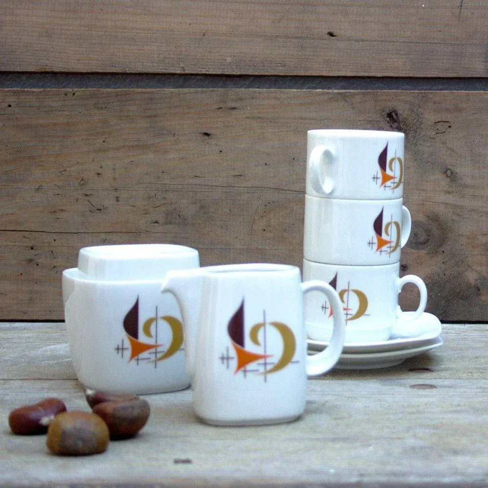 Vintage Bavarian Coffee Set from Schirnding Bavaria, 1950s, Set of