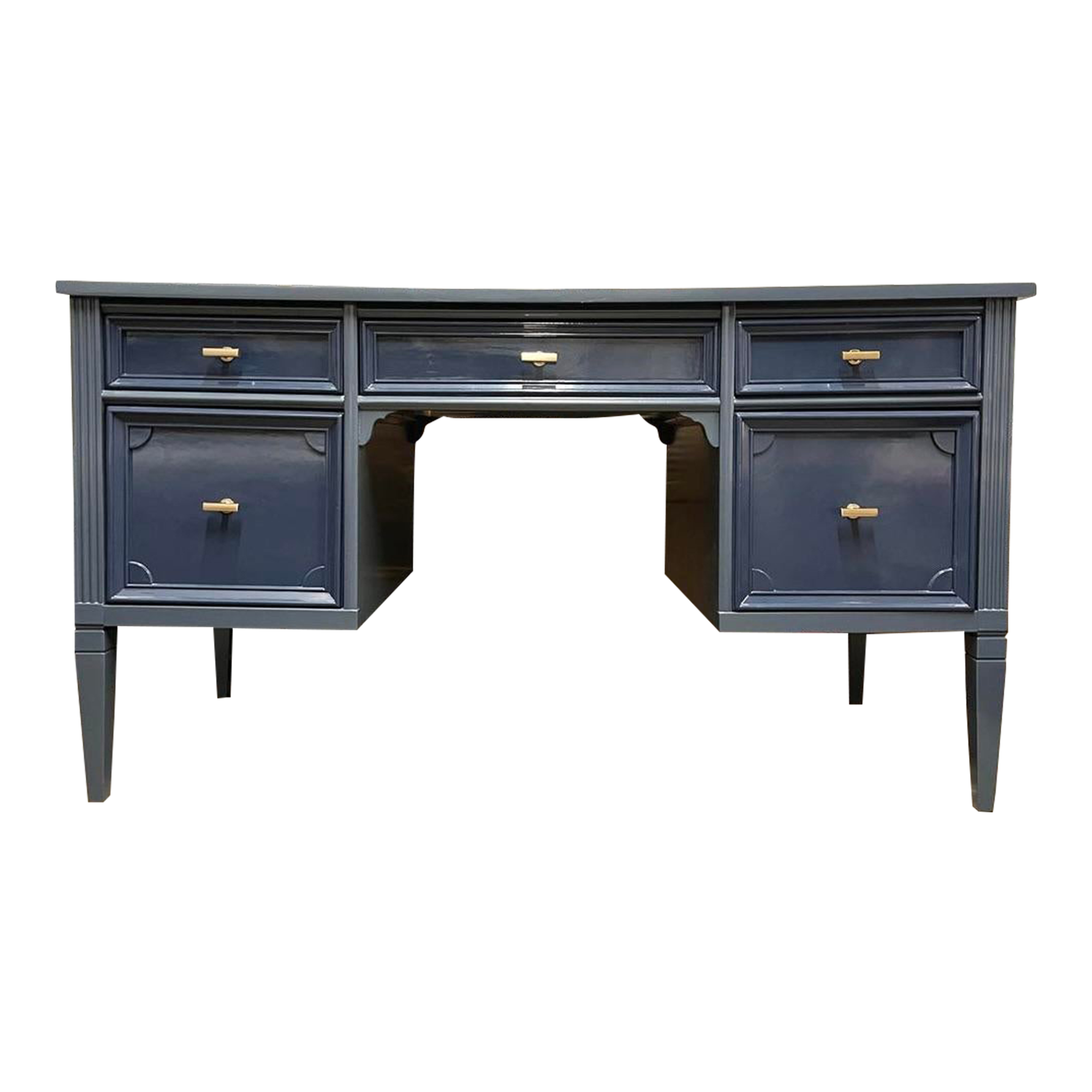 Vintage Blue Lacquered 5 Drawer Desk Chairish