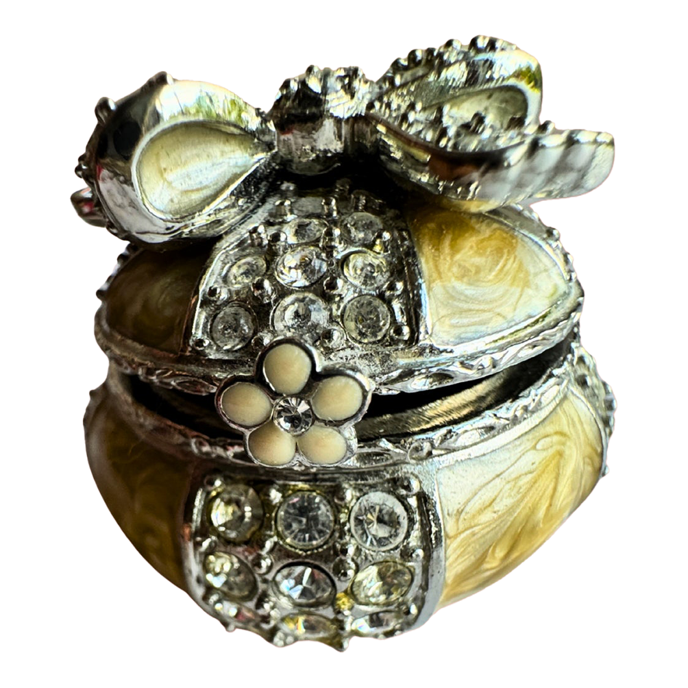 1990s Jay Strongwater Miniature Jeweled Trinket Box – Yellow