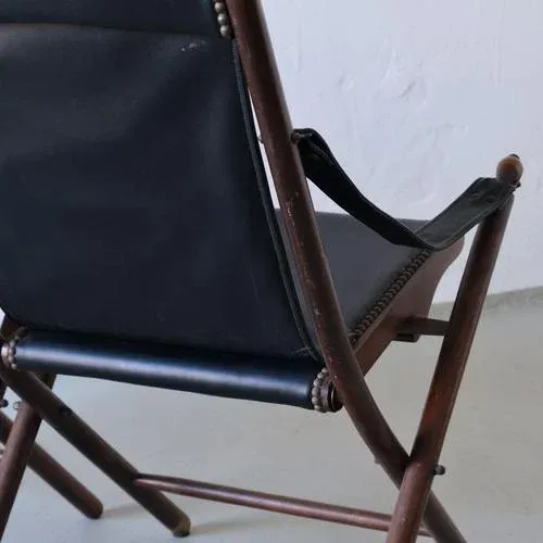 Vintage Campaign Folding Chairs and Tray Table Set