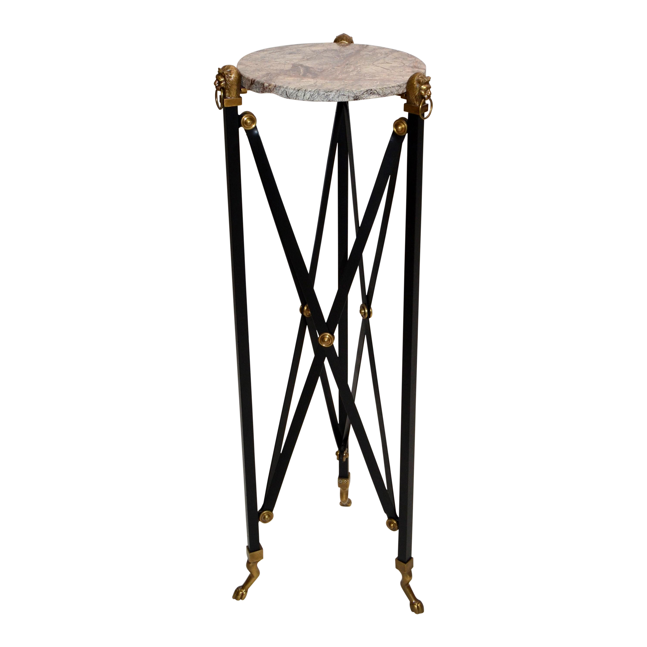 Jansen Style Sculpture Stand Pedestal Lion Head Stone Top Claw Feet